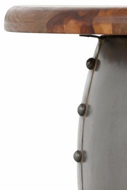 loft24 Couchtisch Chunni, Wohnzimmertisch aus Mangoholz, Gestell aus Metall mit Nieten, Ø75 cm