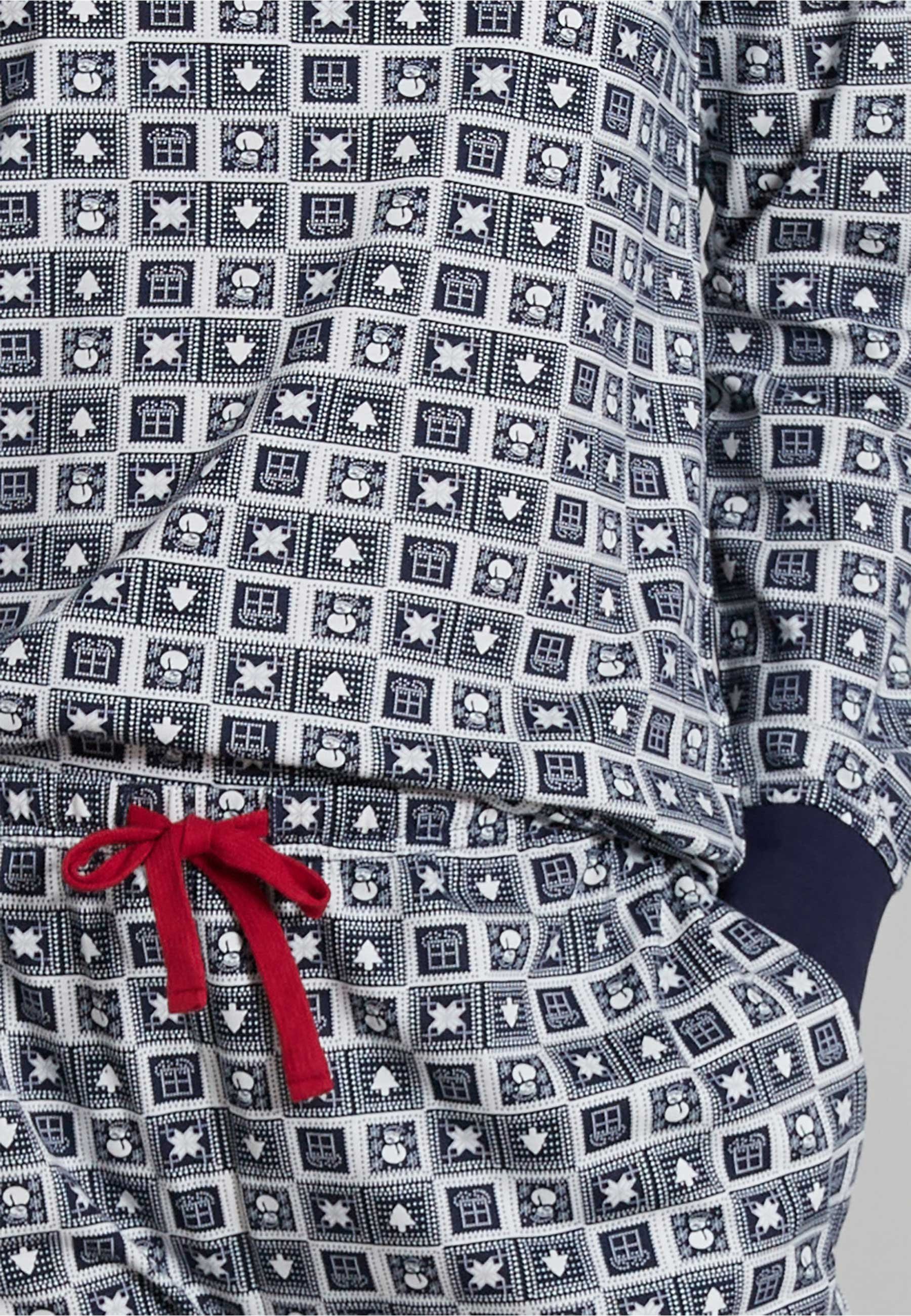 TOM TAILOR Pyjama TOM (1 Pyjama TAILOR bedruckt Damen blau tlg)