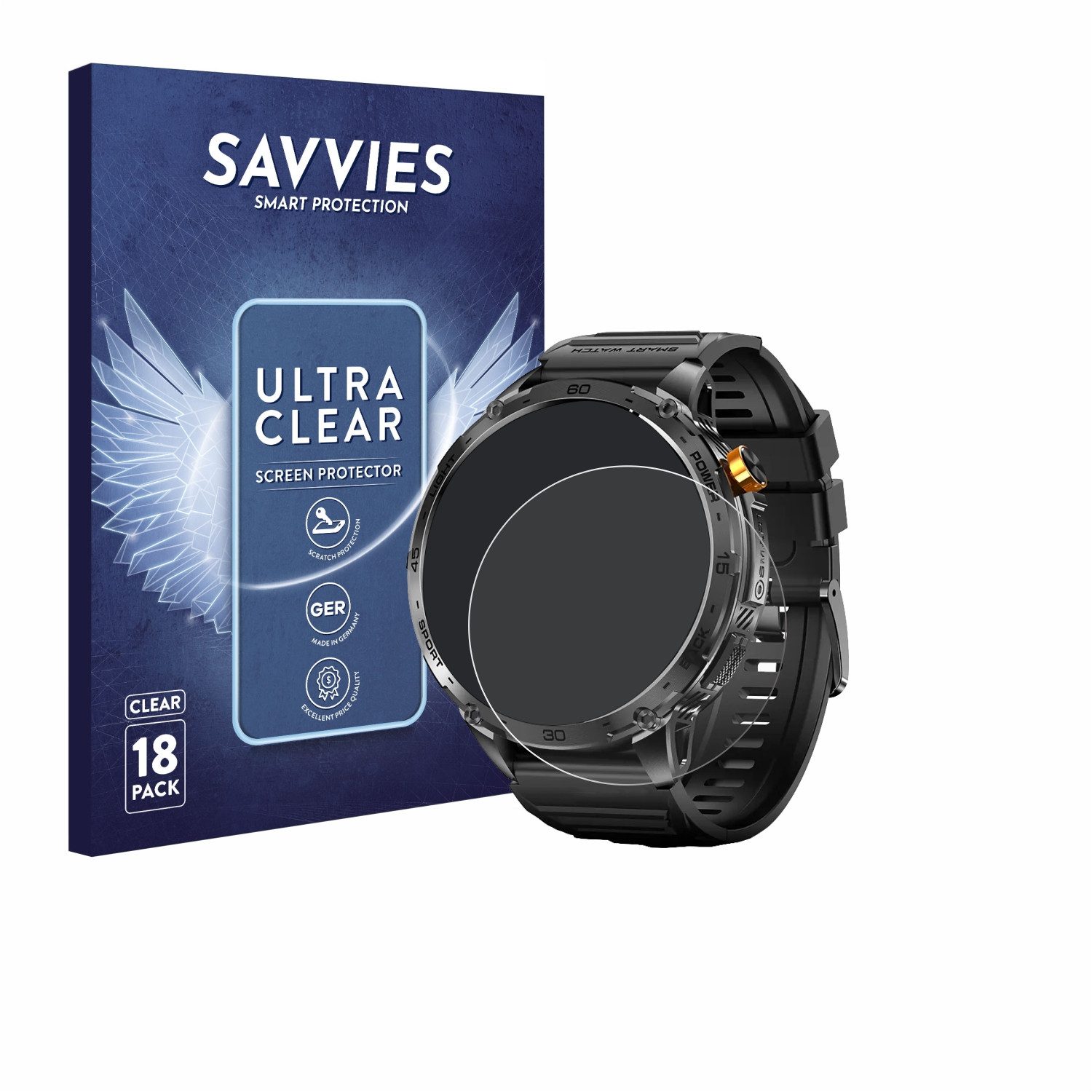 Savvies Displayschutzfolie Schutzfolie für Stahlgear Zeus 2.0 1.75", 18 Stück, Displayschutz Schutz Folie Klar Transparent