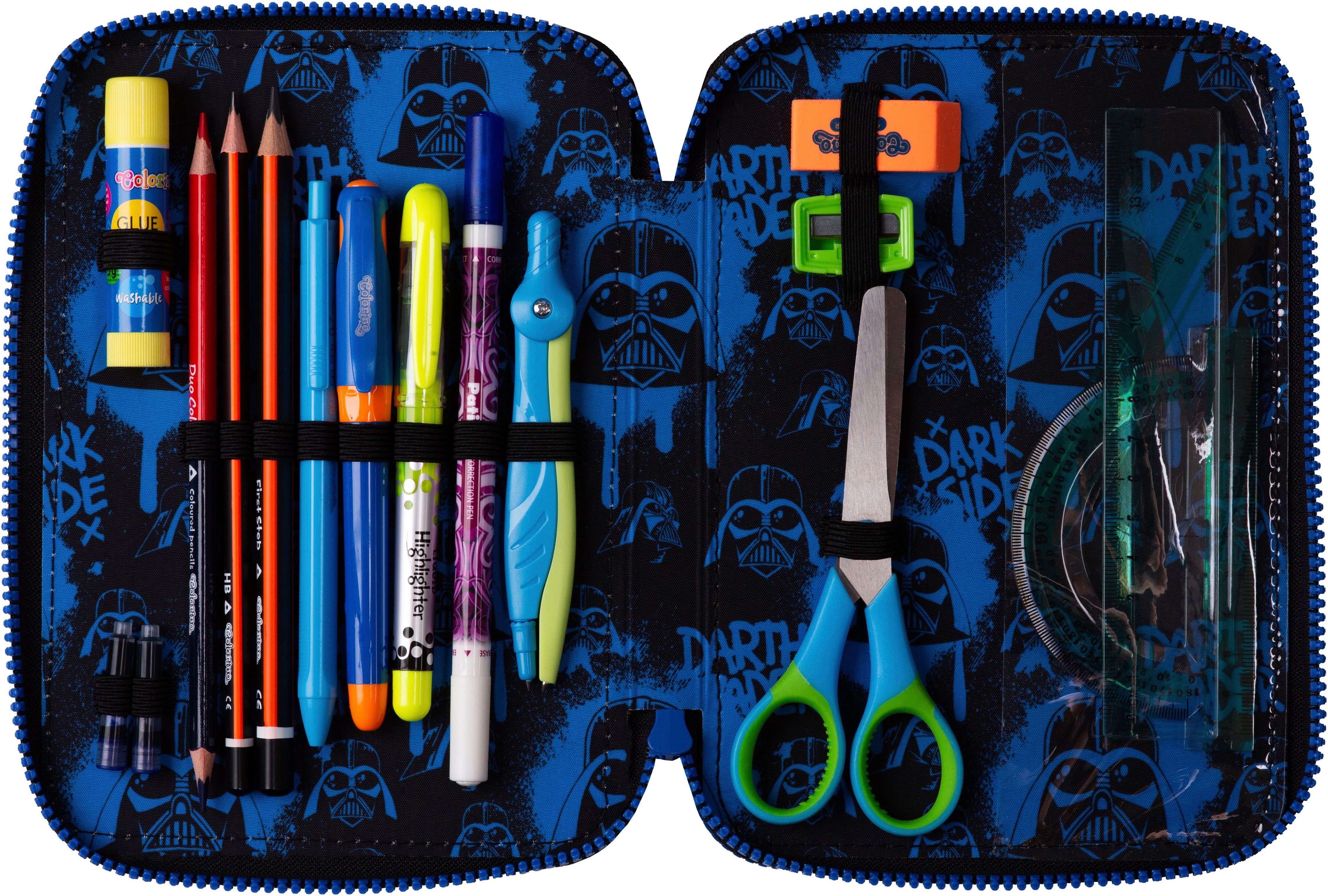 CoolPack Federmäppchen Etui XL, Star Wars, Darth Vader, mit 2 Reißverschlüssen, befüllt