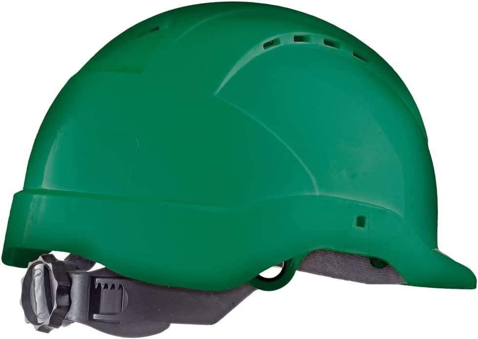 TECTOR Schutzhelm, Industrie Drehverschluss, EN397 mit und Grün Kinnriemen Helm stufenlosem