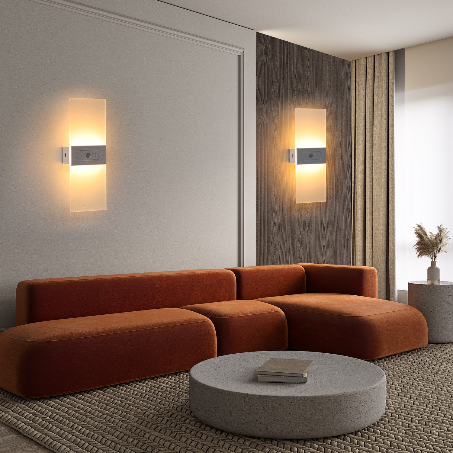 oyajia LED Wandleuchte LED Wandleuchte mit Bewegungsmelder, 2200mAh Akku USB Treppenlicht, Warmweiß, Innenbeleuchtung Nachtlicht, USB Aufladbare Acryl Wandbeleu – Bild 3 von 5