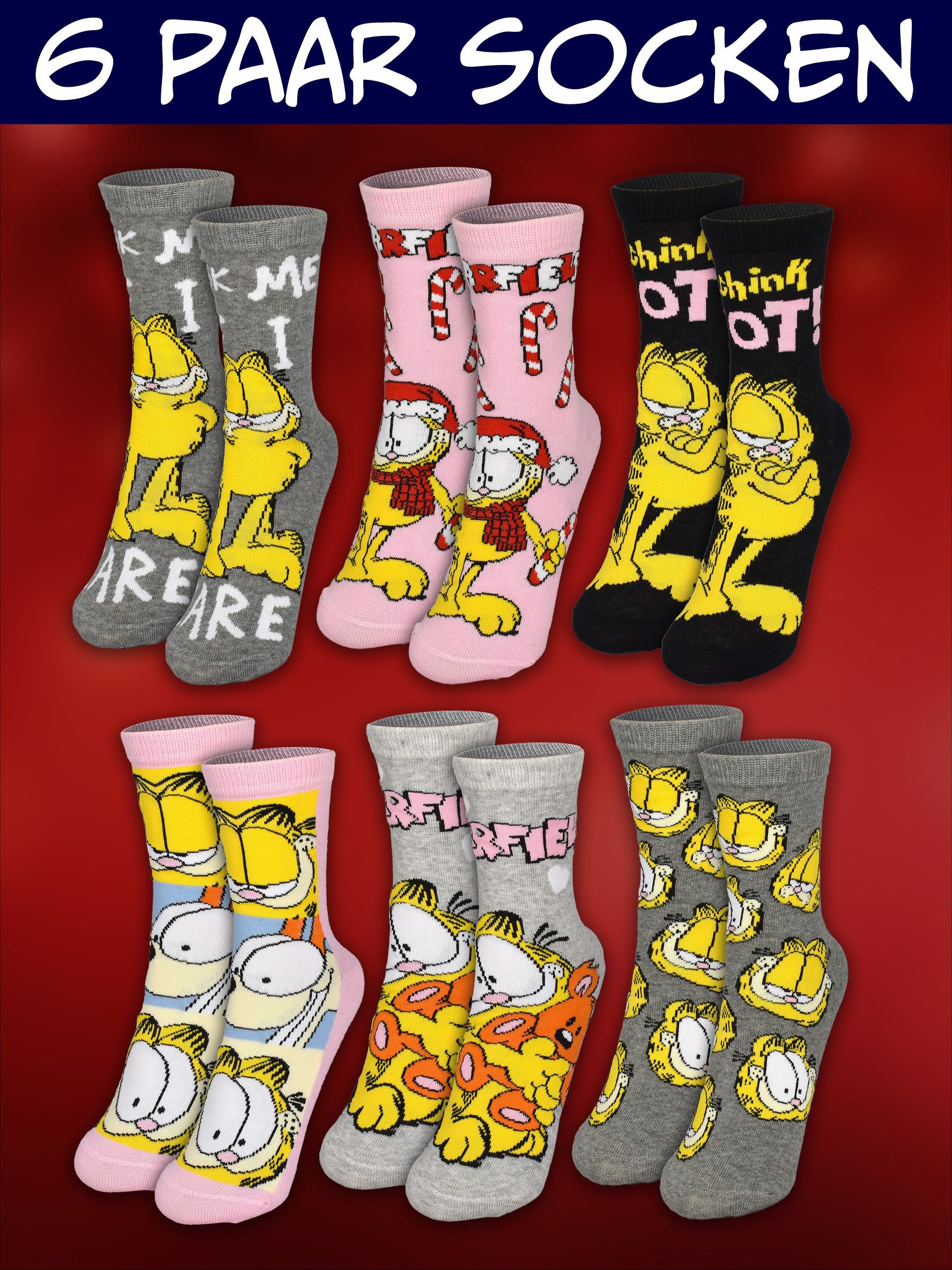 United Labels® Adventskalender Garfield Socken Adventskalender mit 12 Paar kurz und lang – Bild 5 von 5