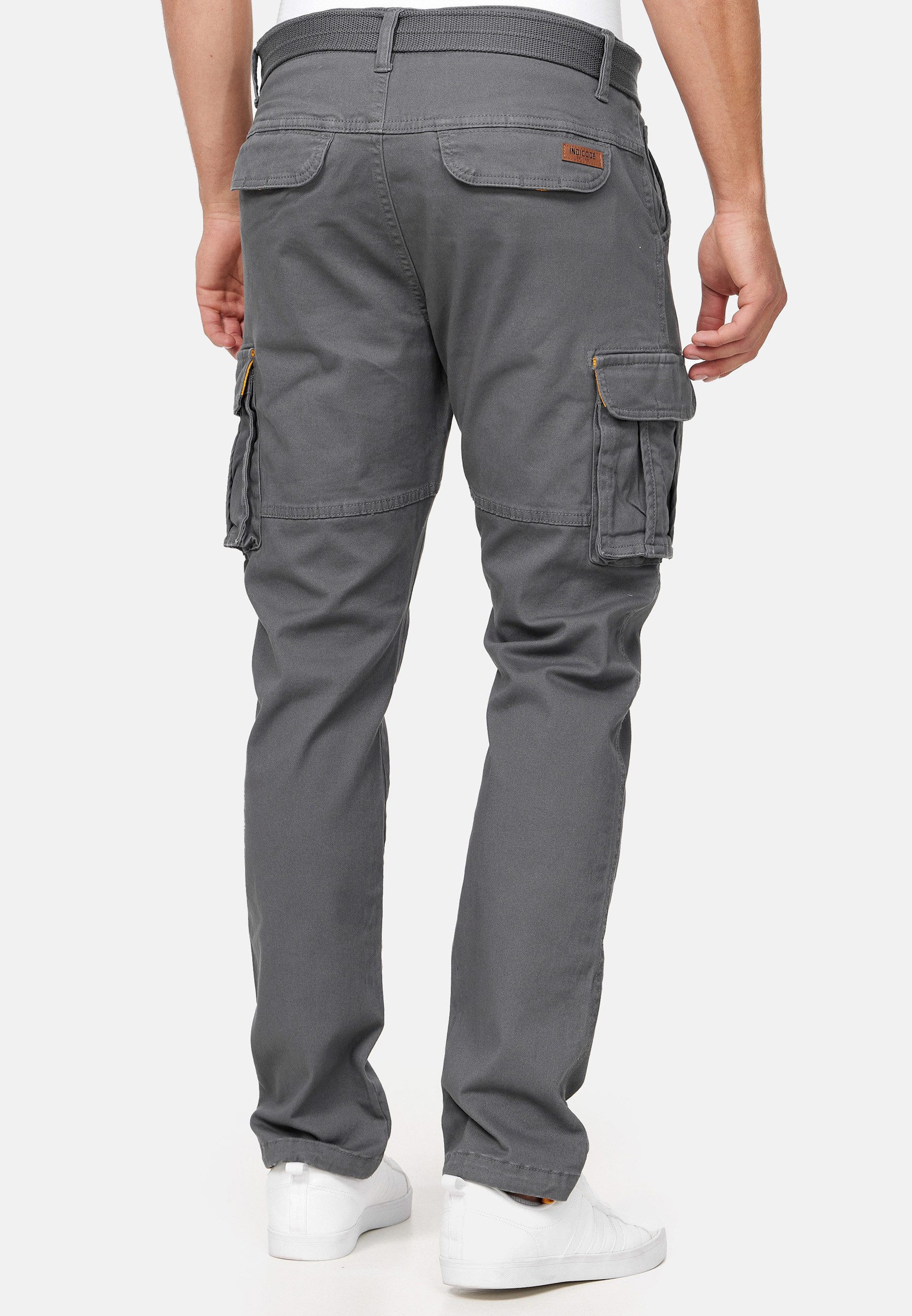 INDICODE Cargohose Herren Mathen Cargo Hose Herrenhose aus elastischer Baumwoll-Qualität, inkl. Gürtel – Bild 4 von 5