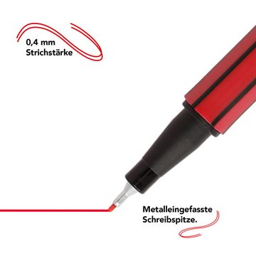 WESTCOTT Fineliner rot 10 Stück, Premium Fineliner mit 0,4mm Strichstärke, (Vorteilspack, 10-tlg), Präzise Strichführung, metalleingefasste Spitze, schnelltrocknend