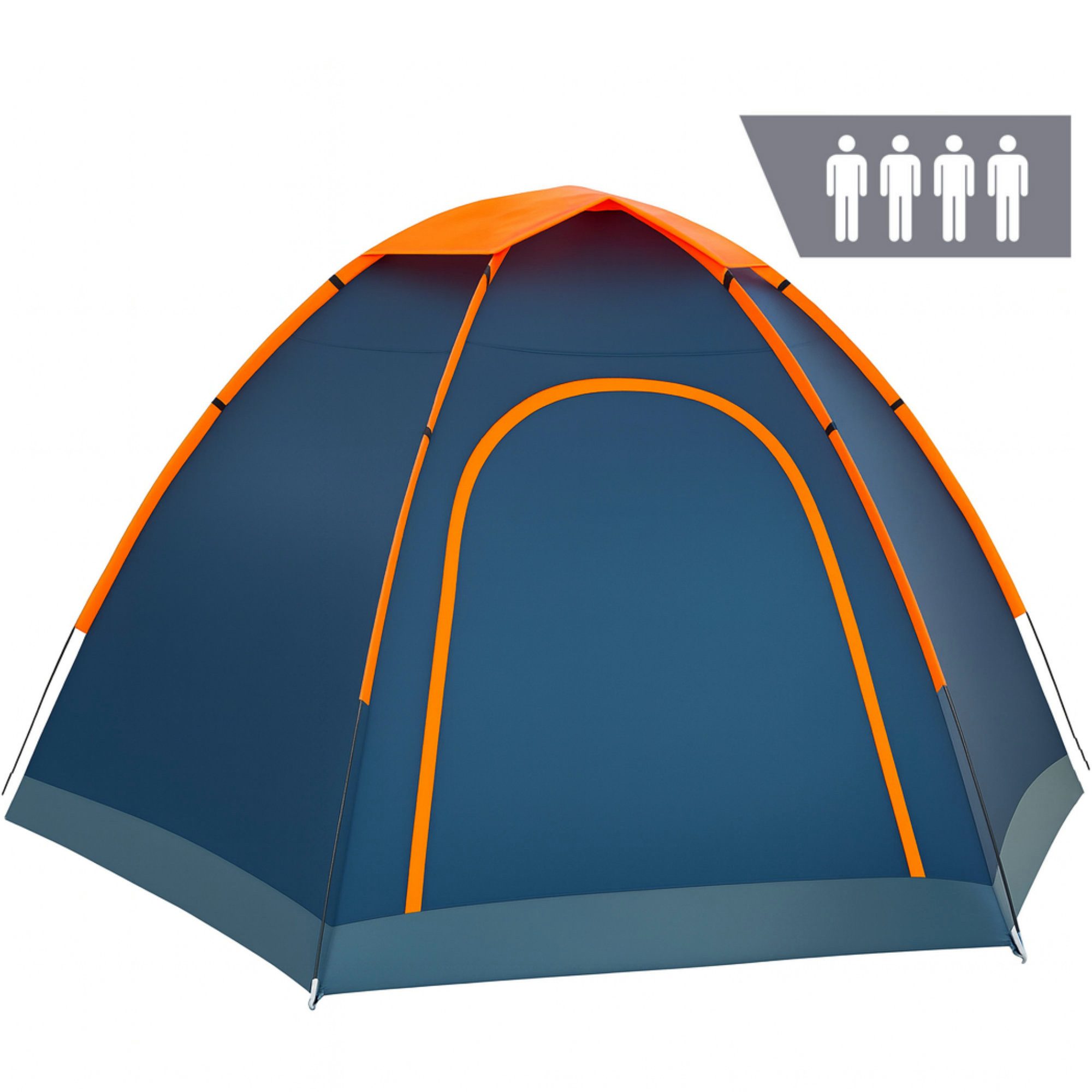 CampFeuer Kuppelzelt Zelt HexOne für 4 Personen, 3000 mm Wassersäule, Orange / Blau, Personen: 4