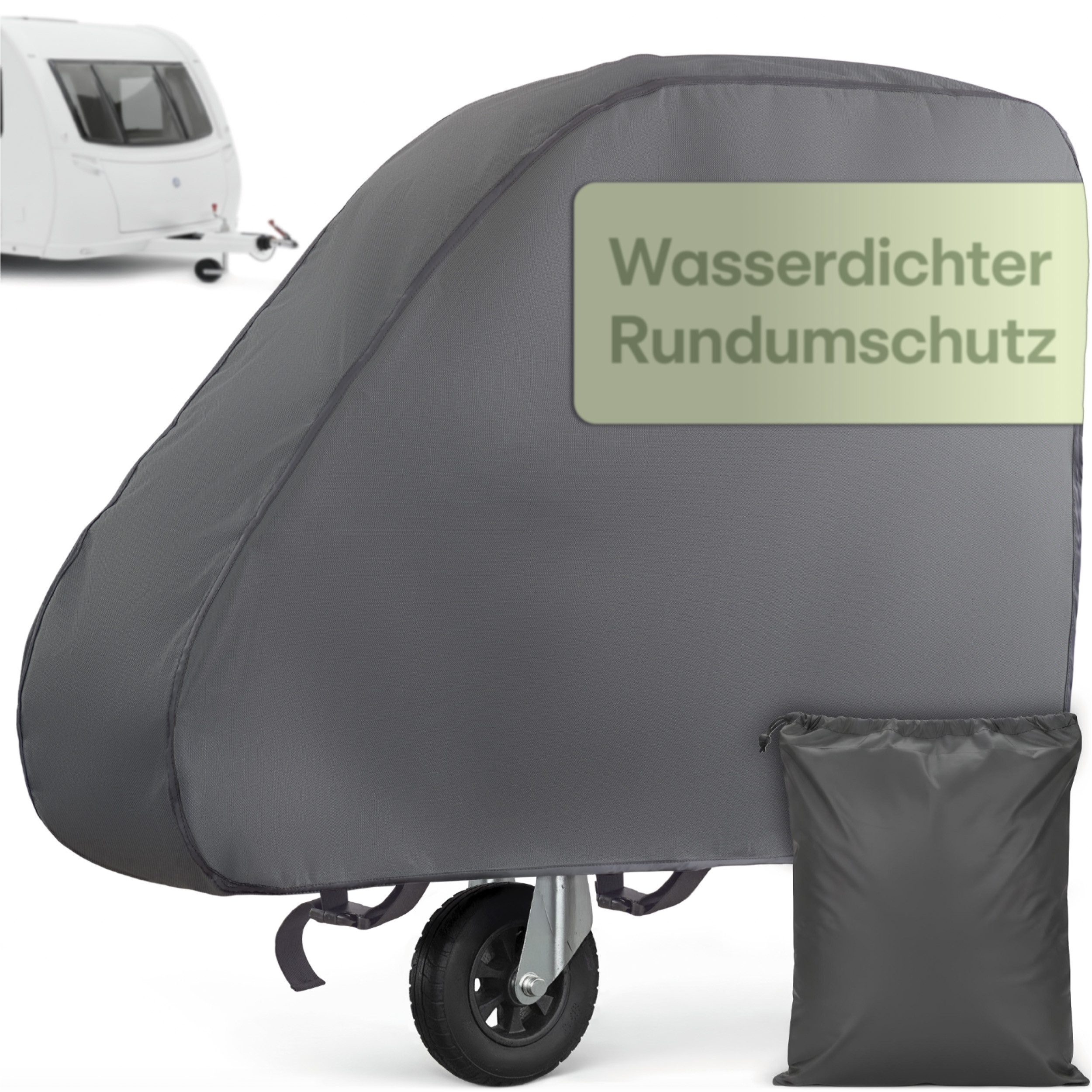 Praknu Anhänger-Deichselbox Deichselabdeckung Wohnwagen & Anhänger – Extra Dickes PVC, Grau (Einzelartikel, 1 St., 1 x Deichselabdeckung Wohnwagen), Wasserdicht & UV-Beständig – Passend für Humbaur & alle Kupplungen