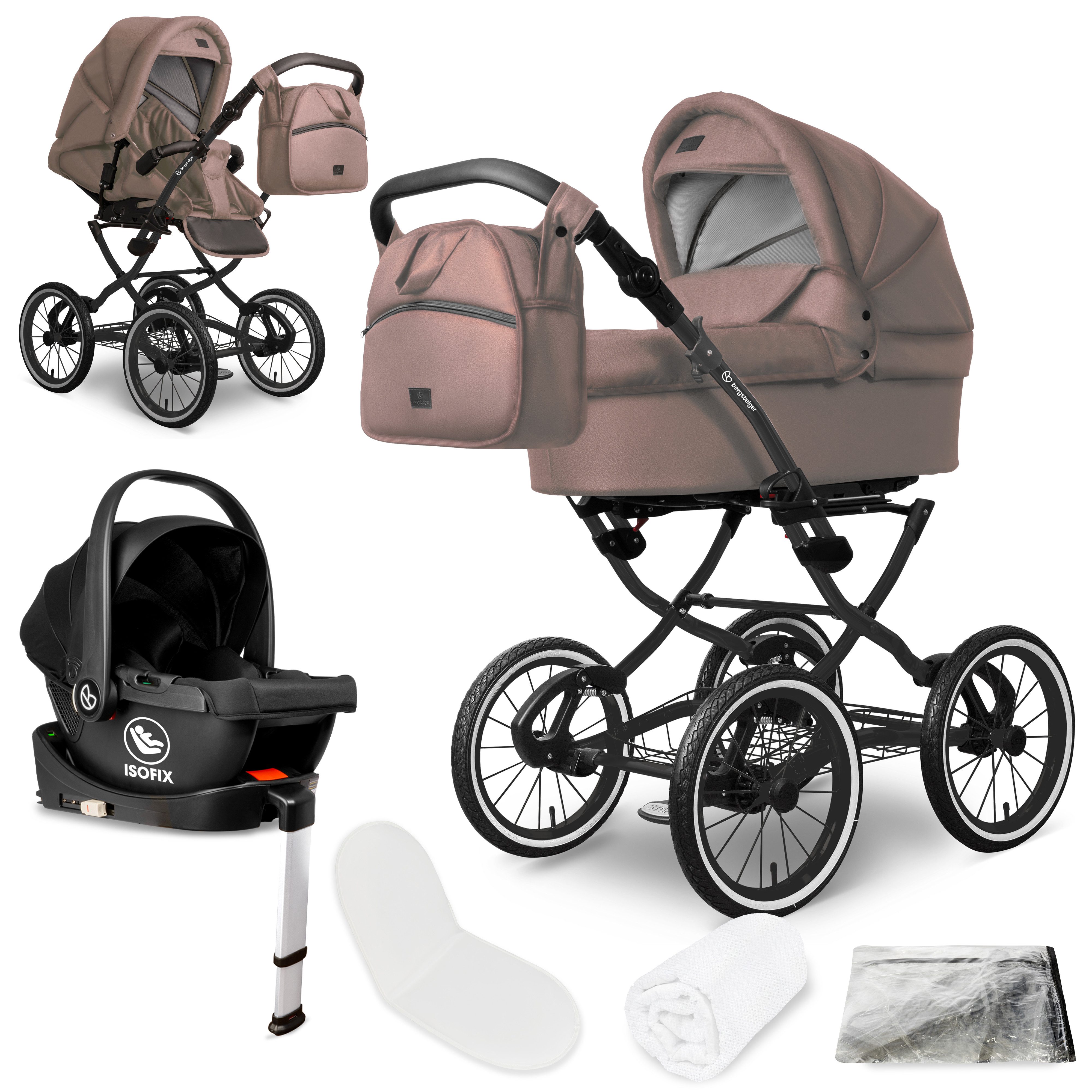 bergsteiger Kombi-Kinderwagen Venedig Retro-Kinderwagen 3in1, (10-tlg)