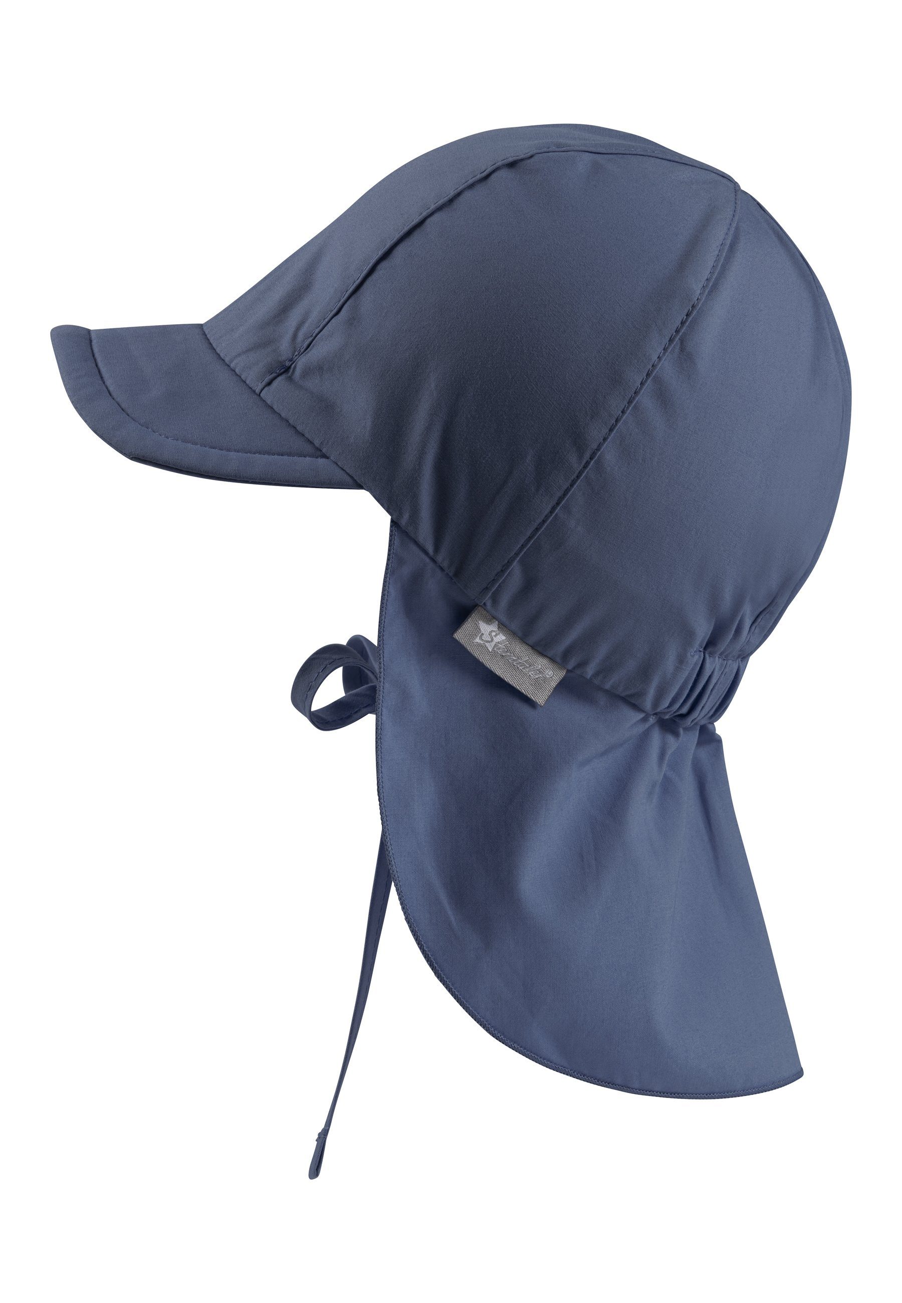 Sterntaler® Schirmmütze 50+ Schirmmütze mit Nackenschutz uni (1-St) Kinderhut aus UV-Popeline mit Bindeband und UV-Schutz 50+