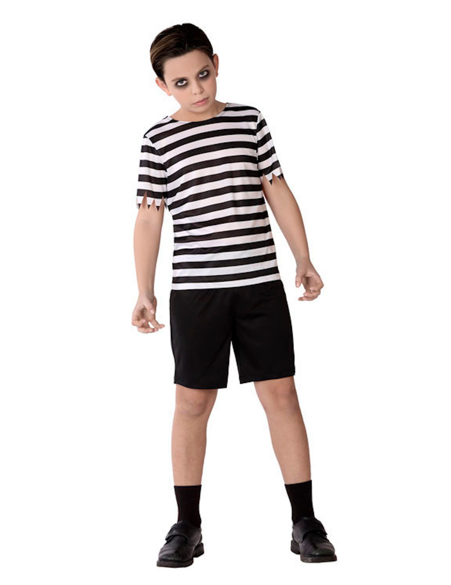 atosa Monster-Kostüm Gothic-Junge morbide Familie Halloweenkostüm schwarz-weiss