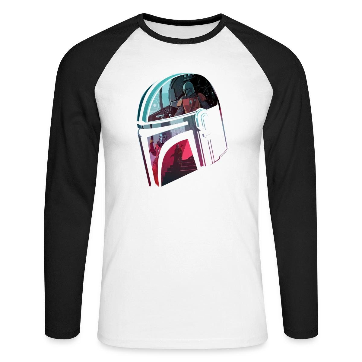 T-Shirt Star Wars: Mandalorian Verspiegelter Helm Baseball Langarmshirt Herren