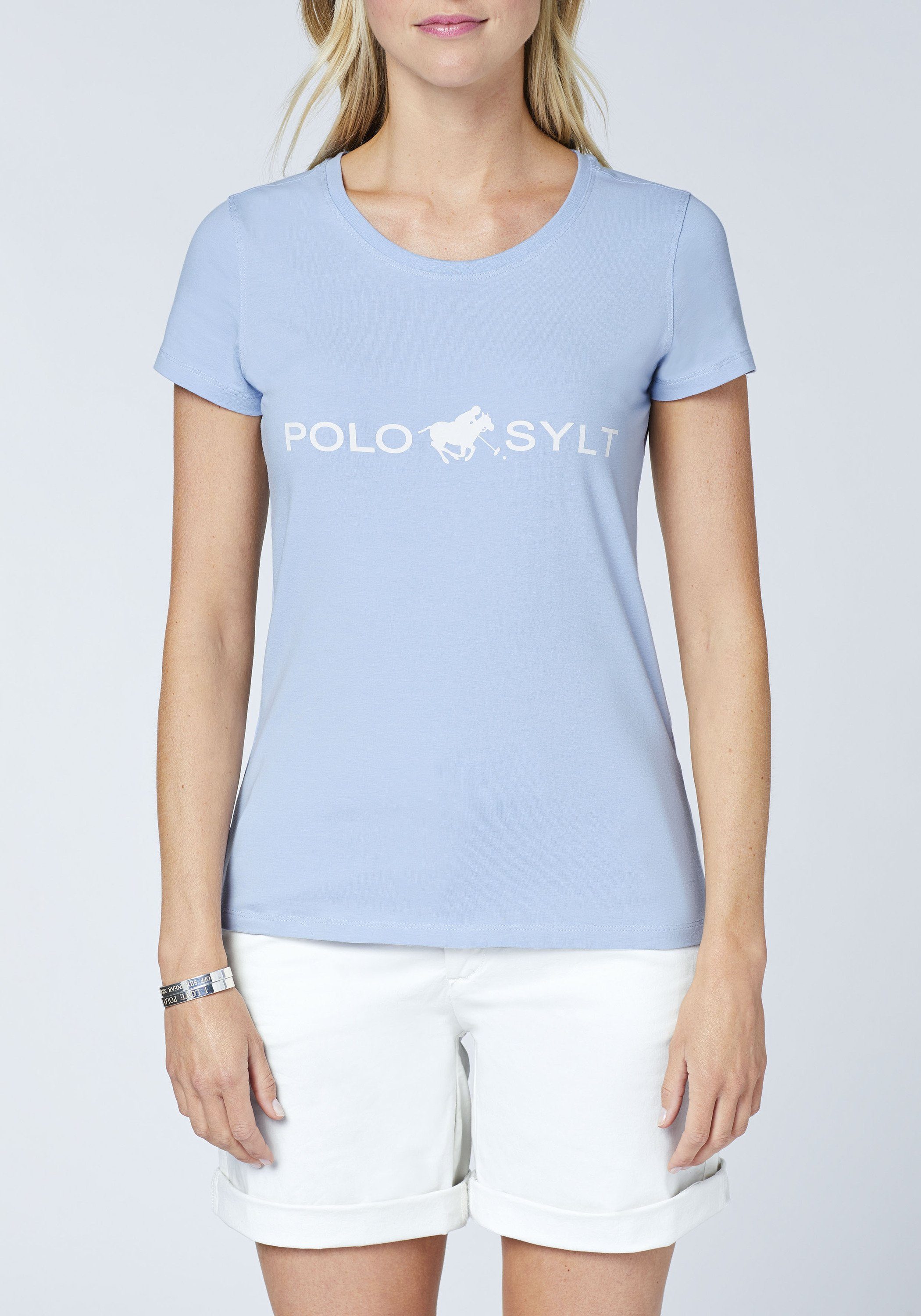 Polo Sylt Langarmshirt mit Labelprint 16-3922 Brunnera Blue
