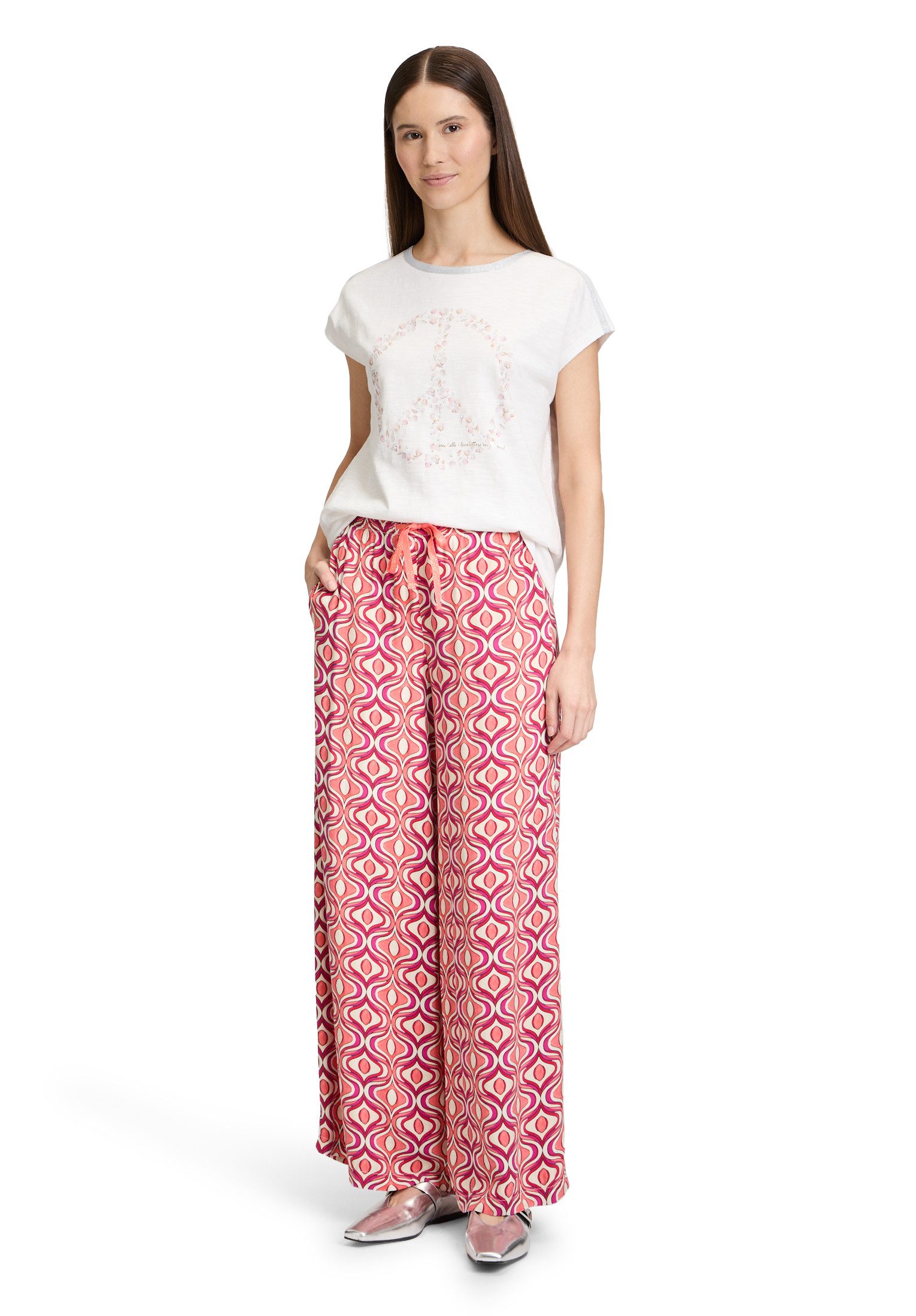 Cartoon Palazzohose Damen mit Gummizug Bindeband