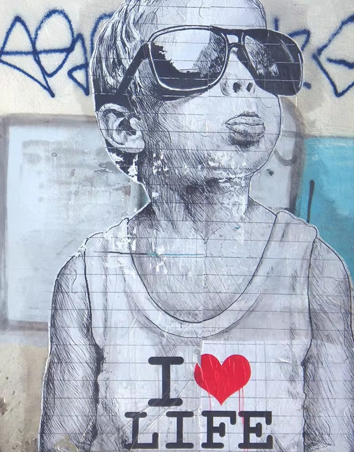 TPFLiving Kunstdruck OHNE RAHMEN, Bangsy Art - Graffiti Kunst - abstrakte Motive - (Leinwandbild XXL), Farben: Farben: bunt - Größe: 20x30cm