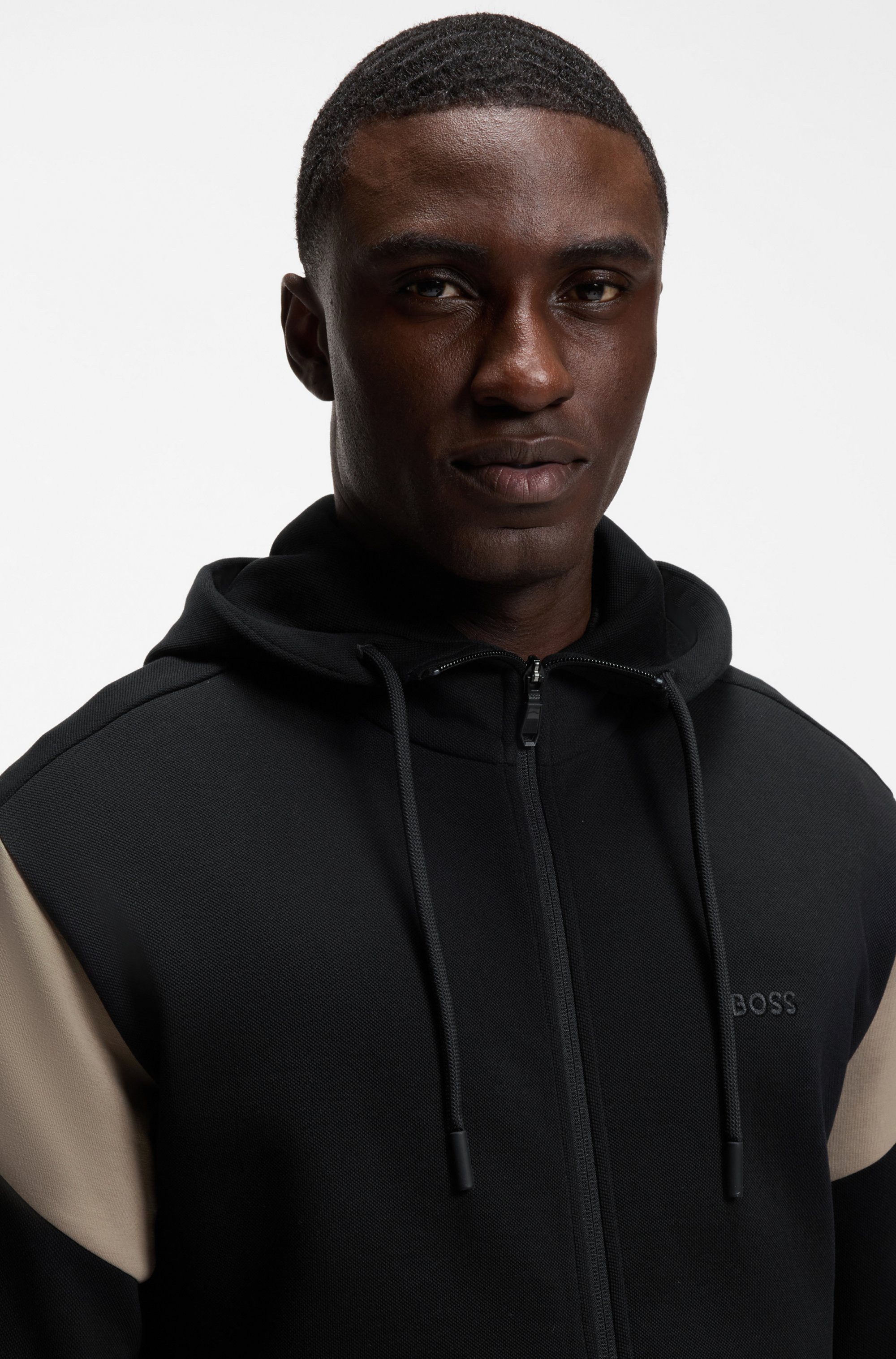 BOSS GREEN Kapuzensweatjacke Union Saggy Kapuze, Regular Fit, Baumwoll-Mix