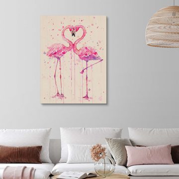 Posterlounge Holzbild Sillier Than Sally, Flamingo-Liebe, Kinderzimmer Malerei