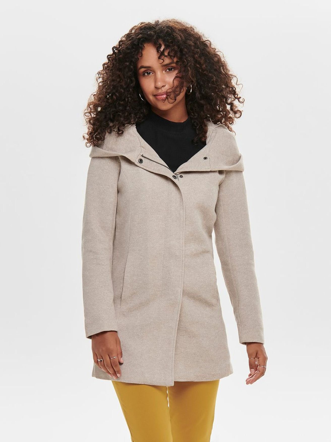 Only Kurzmantel »ONLY Damen Eleganter Mantel Leichte Cozy Coat Jacke  ONLSEDONA mit Kapuze« (1-tlg) 3776 in Beige