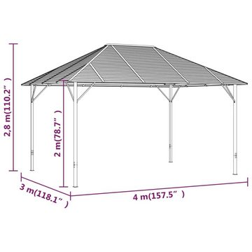 DOTMALL Pavillon Gazebo,festes Dach, wasserdicht, stabil, UV-Schutz,4x3 m