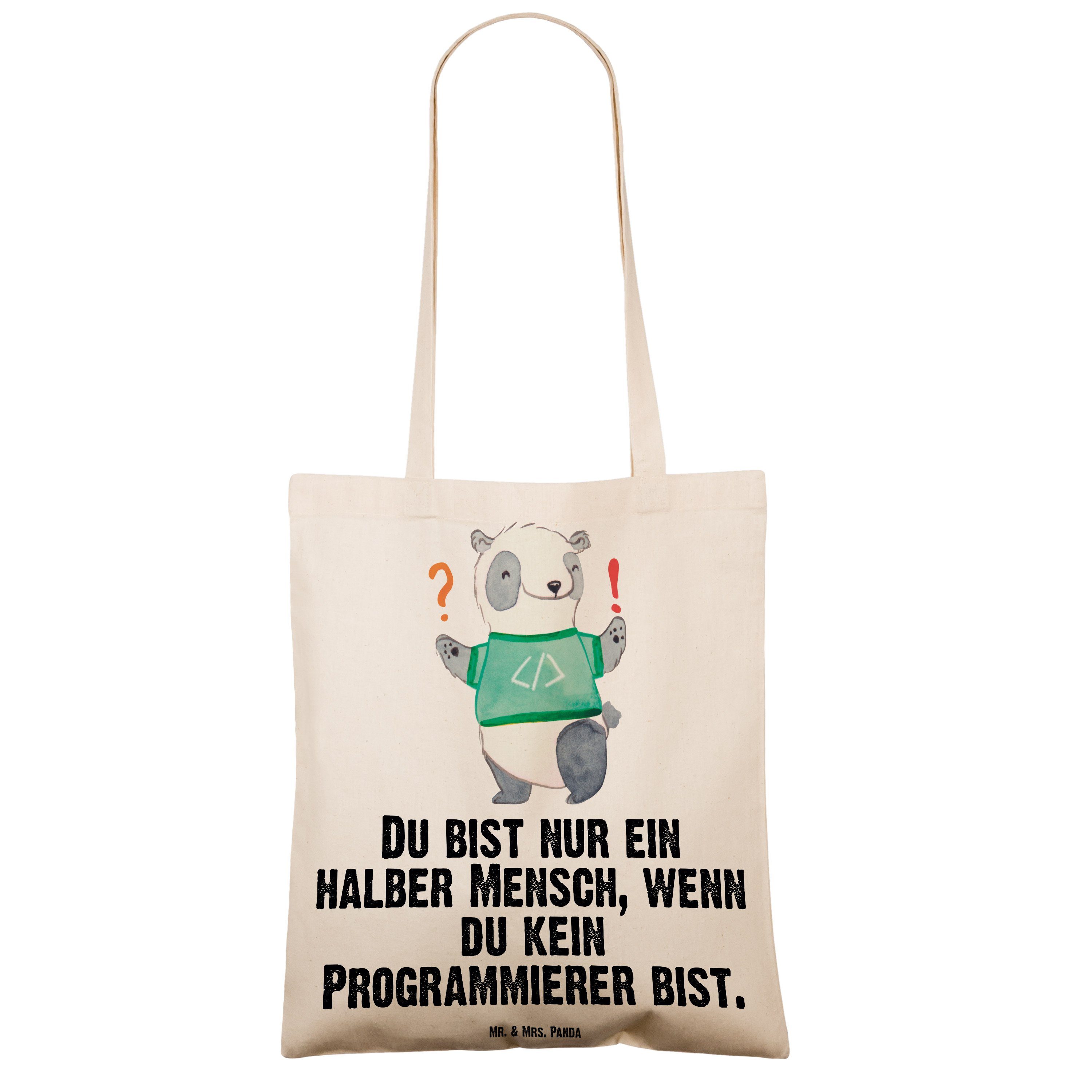 - Mrs. Transparent & Mr. Herz Programmierer - Panda Daten Computerfreak, Geschenk, mit Tragetasche (1-tlg)