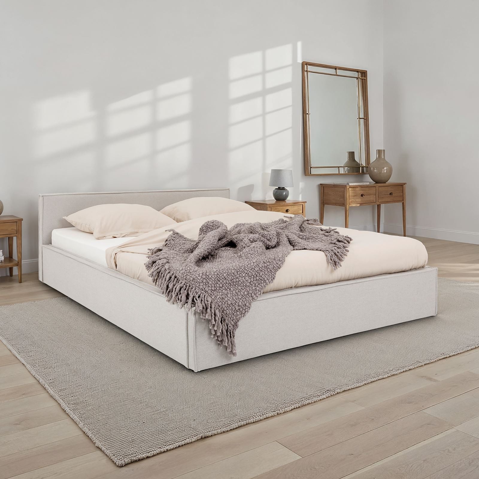 IDIMEX Polsterbett PESARO, Doppelbett 160x200 cm mit Lattenrost Leinen Opti günstig online kaufen