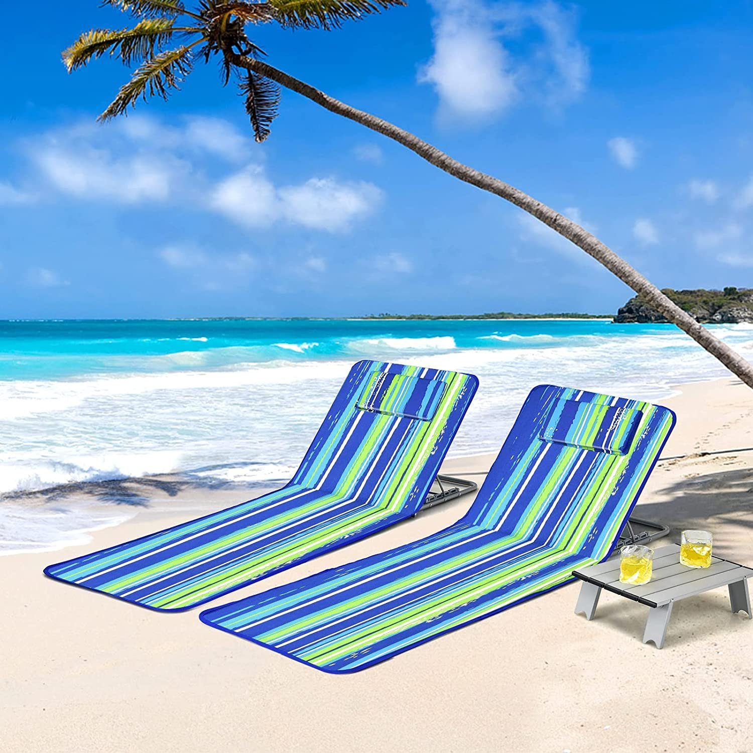 KOMFOTTEU Campingliege 2er Klappbares Strandmattenset mit günstig online kaufen