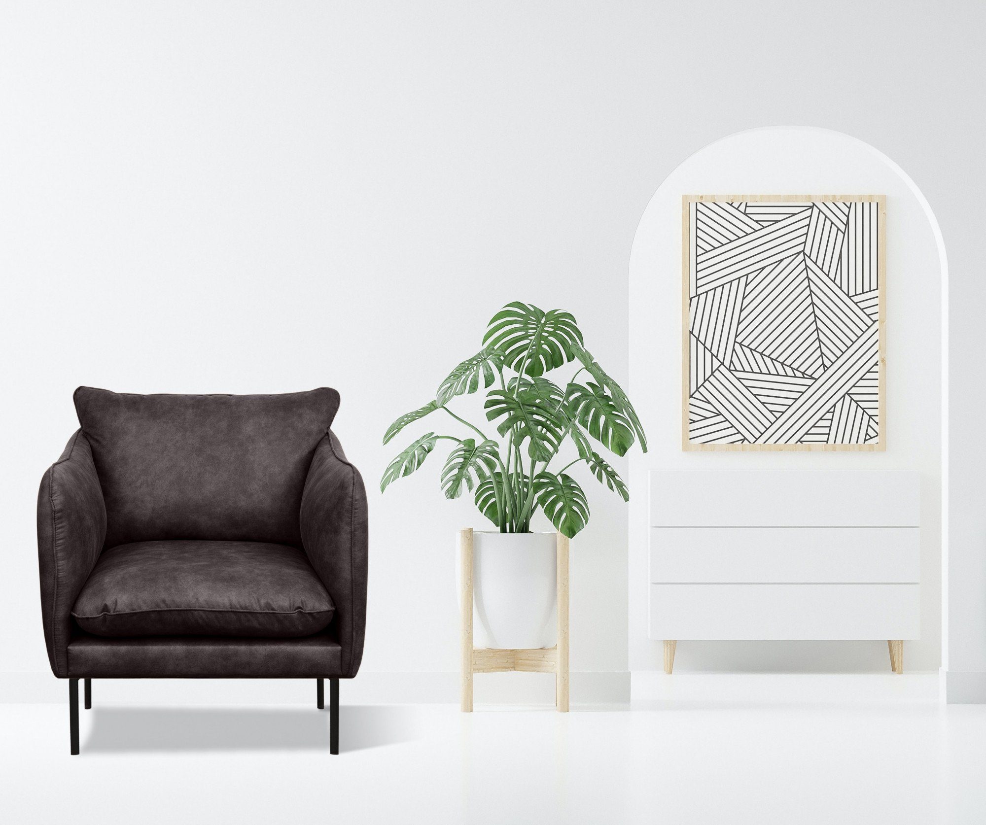 andas Sessel Skalle, minimalistisches auf schlanken Design Metallfüßen