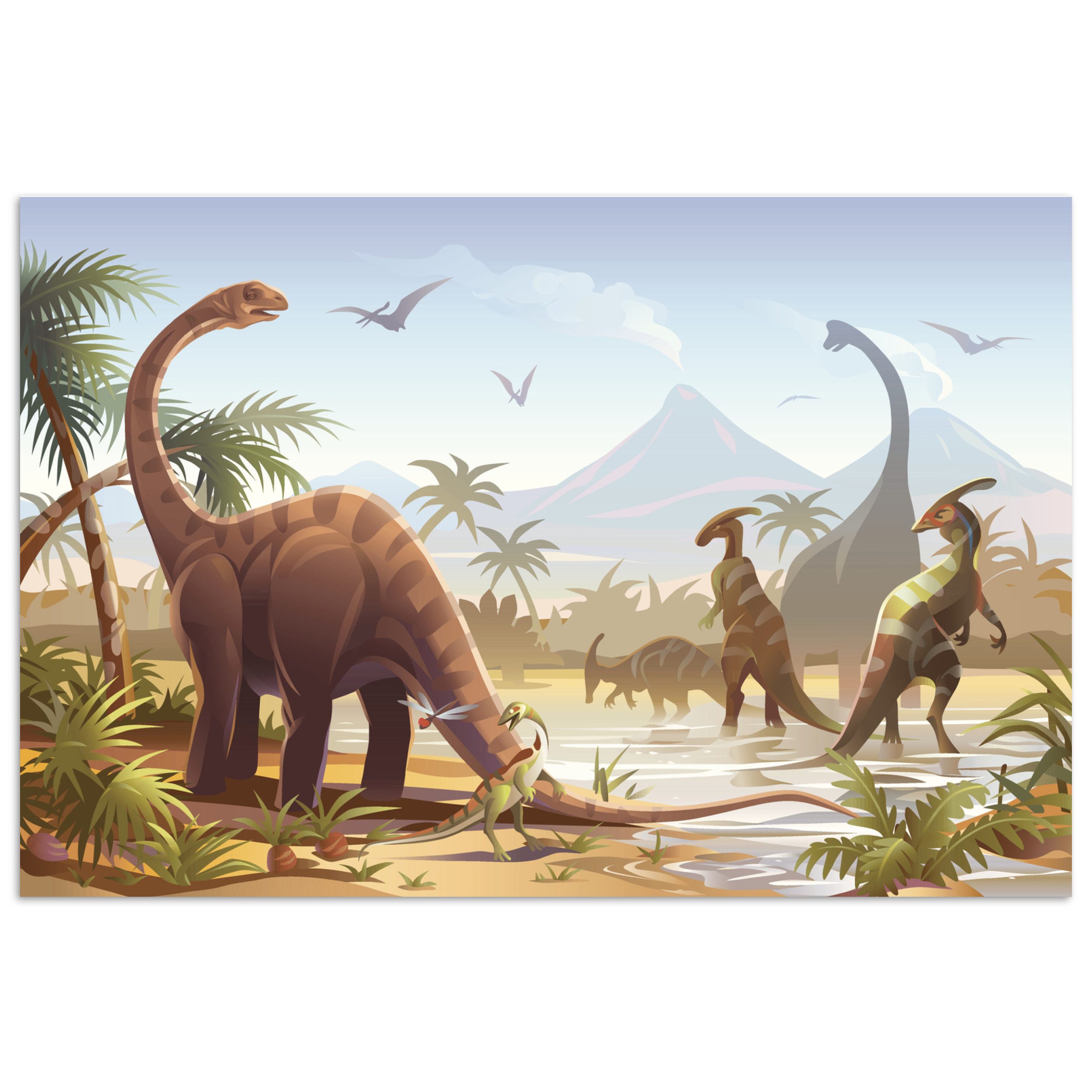 MuchoWow Poster Dinosaurier - Landschaft - Tropisch - Kinder - Jungen, (1 St), Poster ohne Rahmen, Wandbild, Wandposter, 30x20 cm