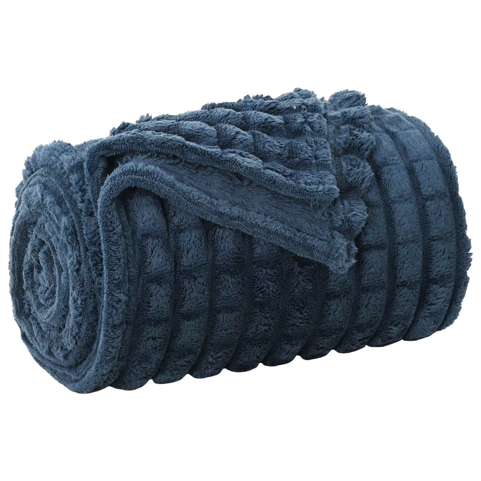 vidaXL Bettüberwurf Wohndecke Marineblau 95 x 220 cm 0.5 kg Fleece