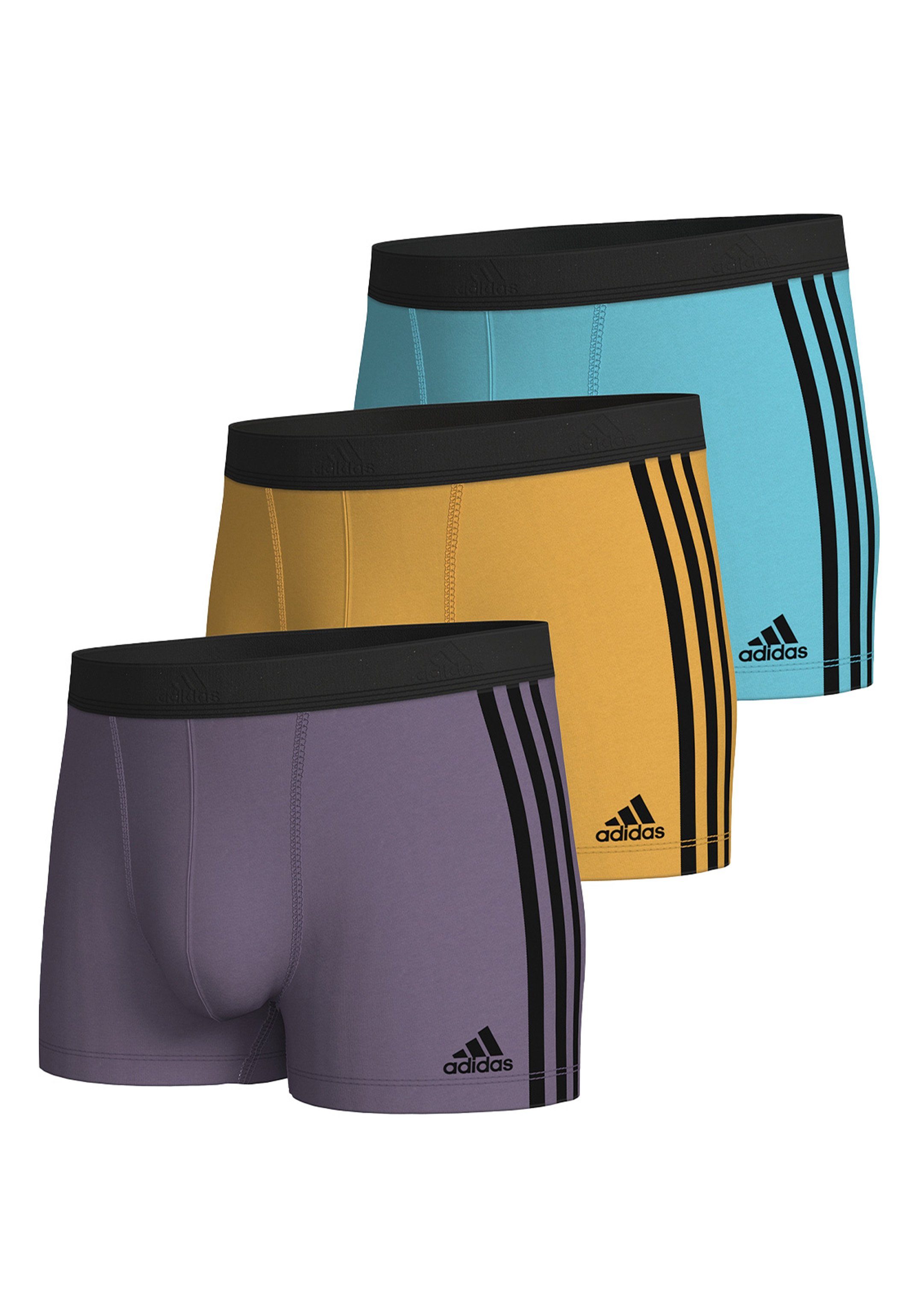 Sportswear 3er Baumwolle / - 3 961 Ohne Blau - Stripes - Flex / Boxer / (Spar-Set, Retro 3-St) Retro Pack - Gelb adidas Lila Active Cotton Eingriff (HW23) Short Pant