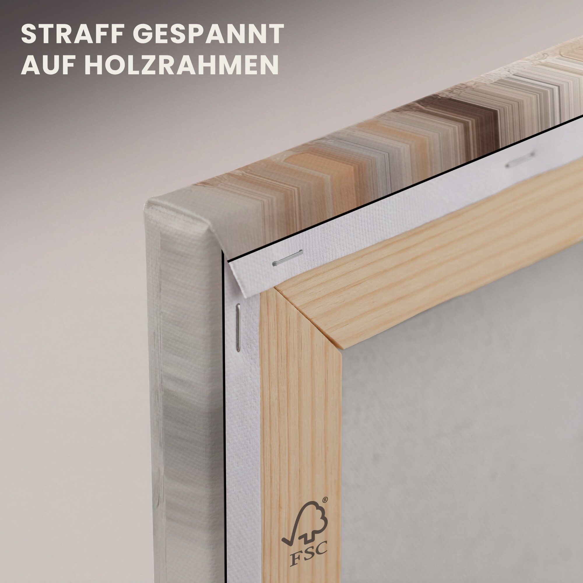 OneMillionCanvasses® Leinwandbild Panorama Farbe - Abstrakt - Beige - Kunst, Fotodruck (1 St), Wandbild, Deko Schlafzimmer Wohnzimmer Flur 60x20 cm – Bild 5 von 5