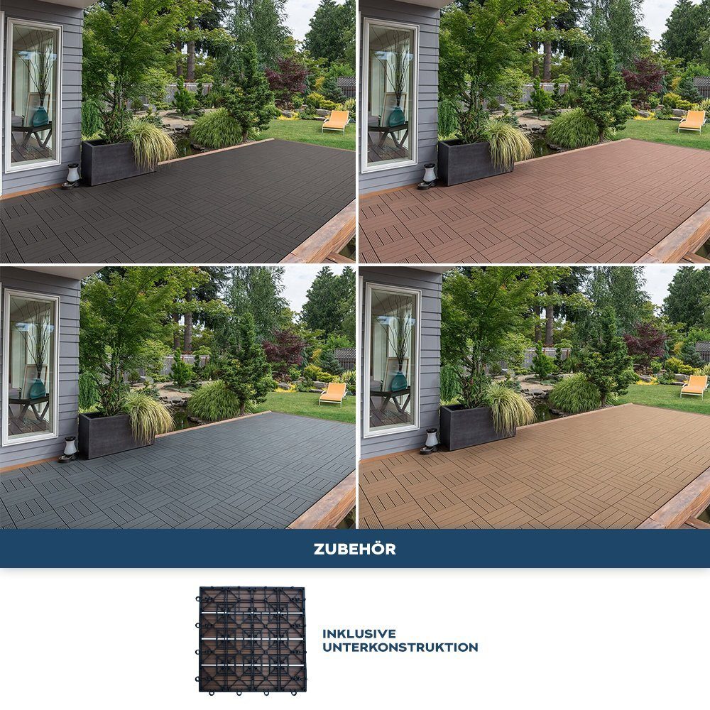 HOME DELUXE Holzfliesen WPC Holzfliesen BAVARO - Dunkelbraun, 1 St., unempfindlich gegen Witterungseinflüsse, UV-Strahlung, Feuchtigkeit