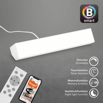 Briloner Leuchten Smarte LED-Leuchte 7379-016, Wifi, Appsteuerung, Sprachsteuerung, Fernbedienung, dimmbar, Timer, Speicherfunktion, LED fest verbaut, Farbwechsler, Kaltweiß, Neutralweiß, Tageslichtweiß, Warmweiß, Gaming Lampe, 25,5x5,1x4,5cm, Weiß, 9W, Lightbar, Gaming, PC, TV