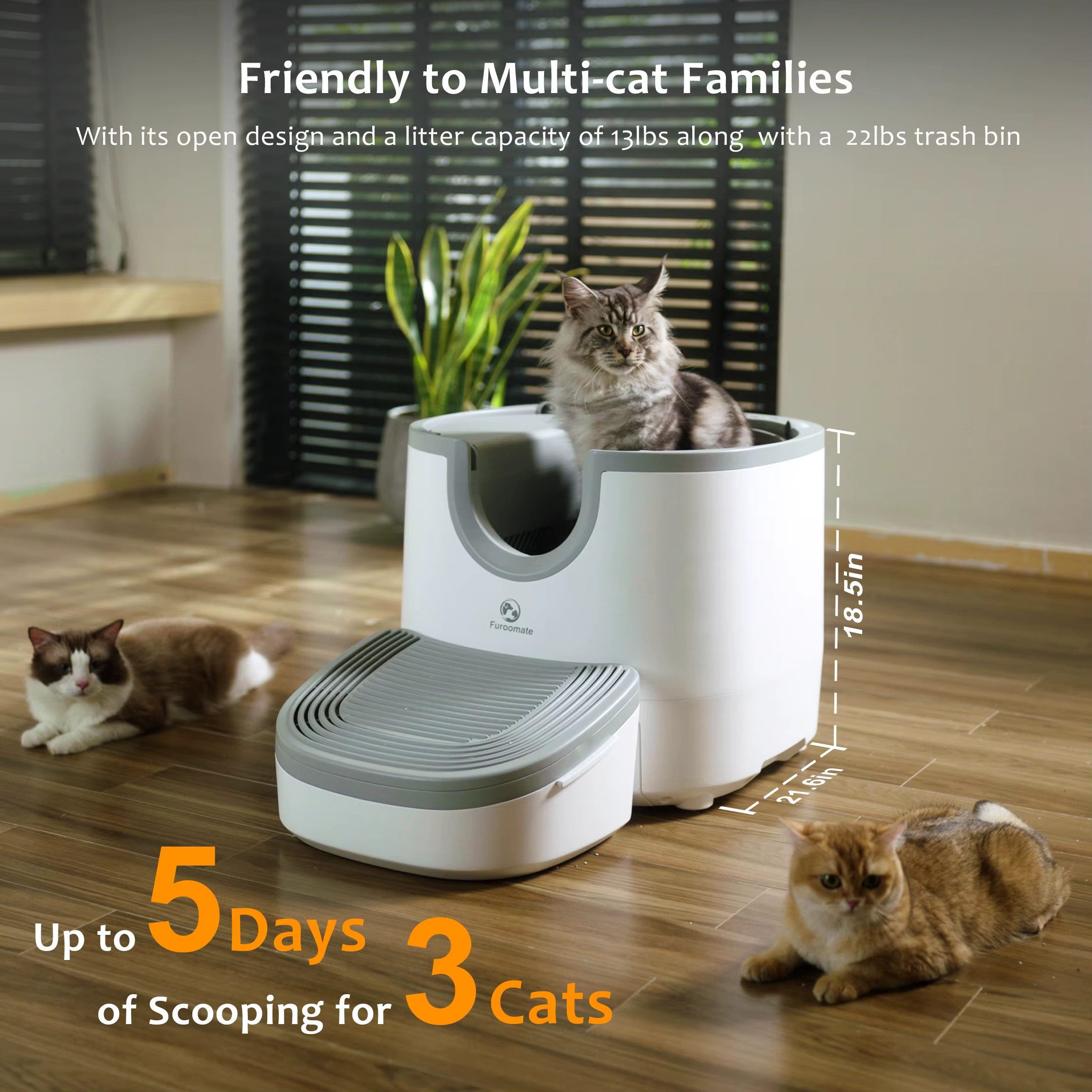Athlix Katzentoilette Selbstreinigende Katzentoilette automatisch Katzenklo Geruchskontrolle, 9 Sicherheits-Sensoren, Katzenfreundliches, offenes Design