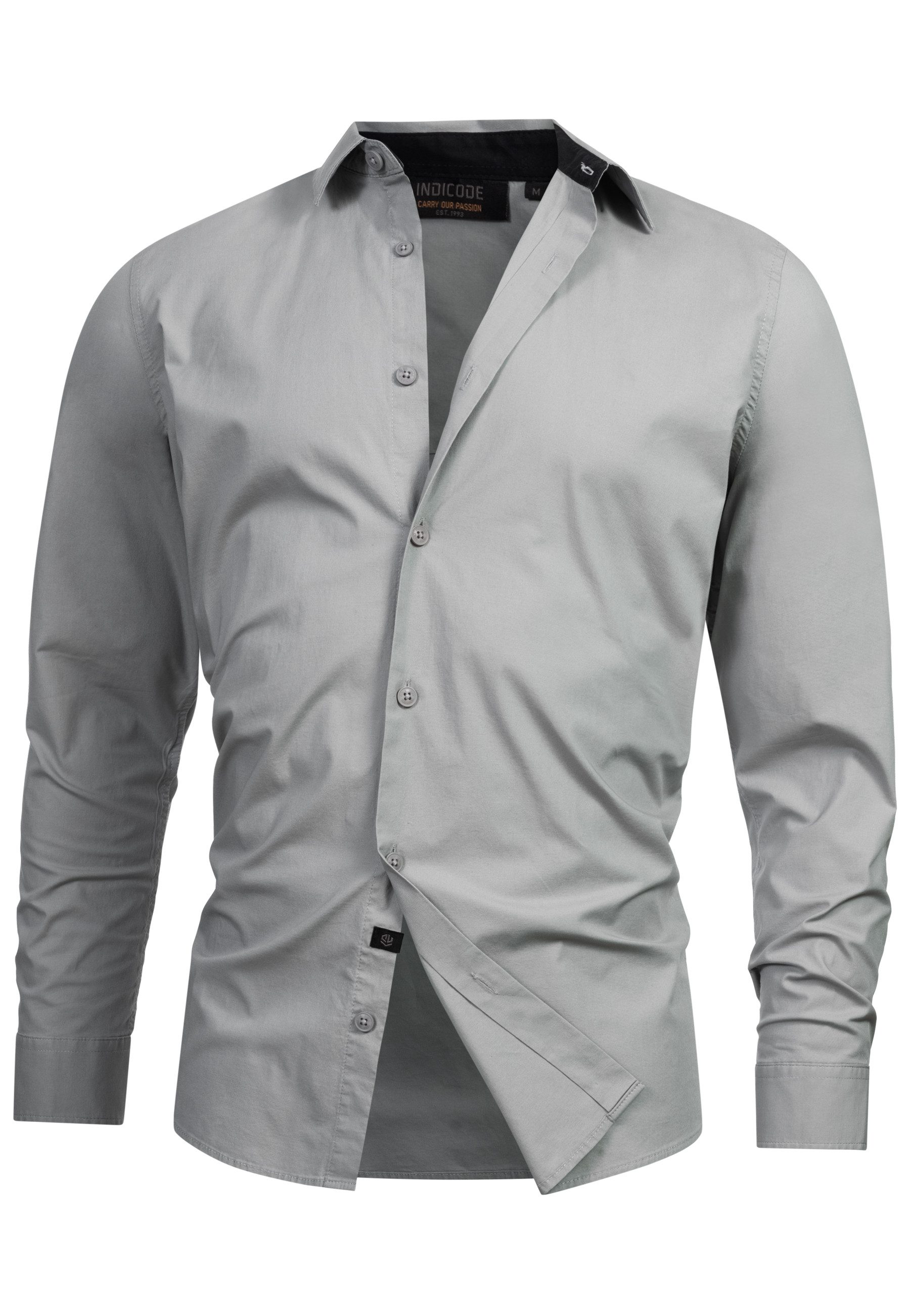 Indicode Langarmhemd Herren INKamby Herrenhemd Langarm mit einem Kentkragen günstig online kaufen