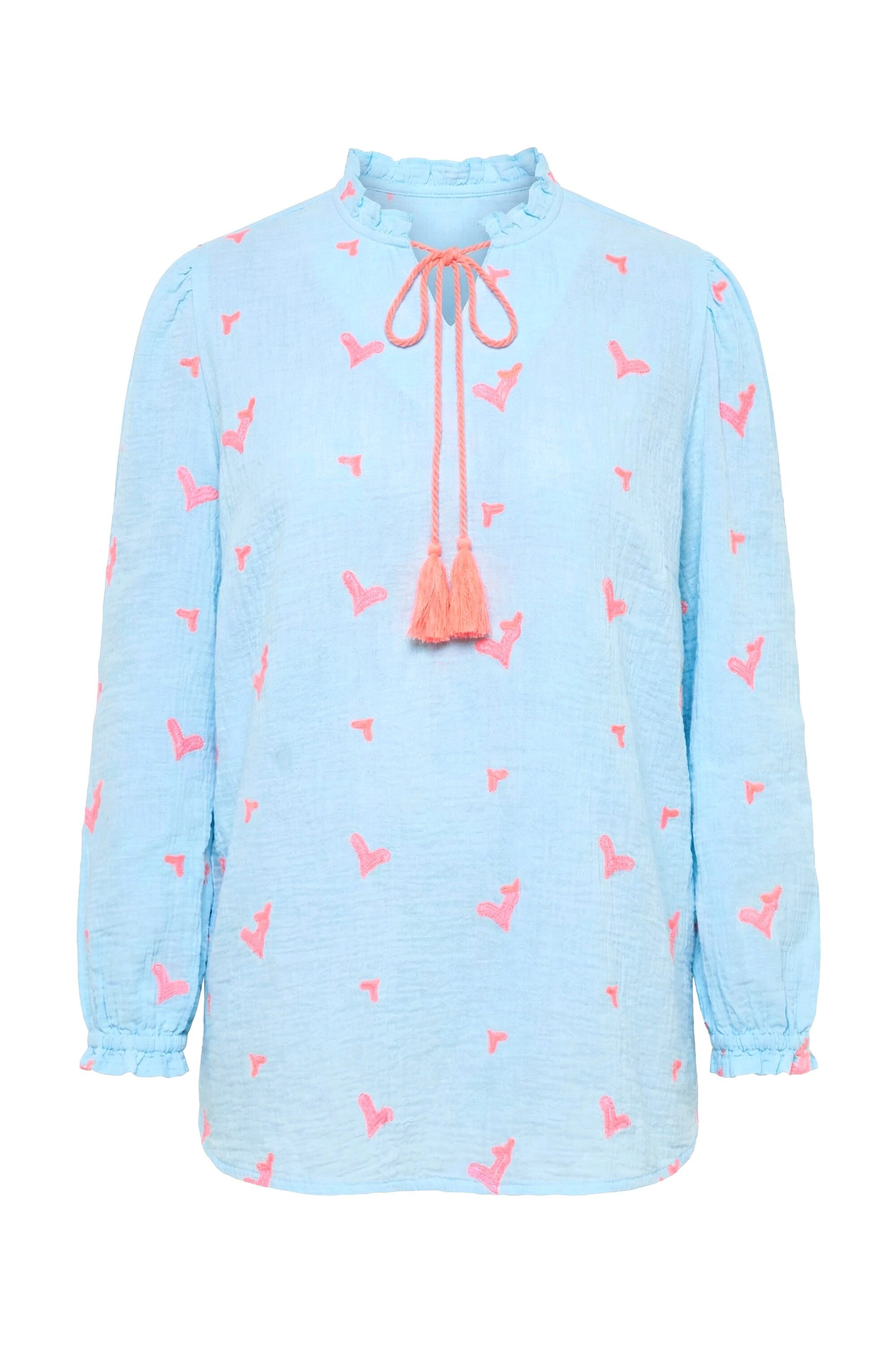 Angel of Style Longbluse Bluse A-Linie Musselin mit Herz-Stickerei Langarm günstig online kaufen