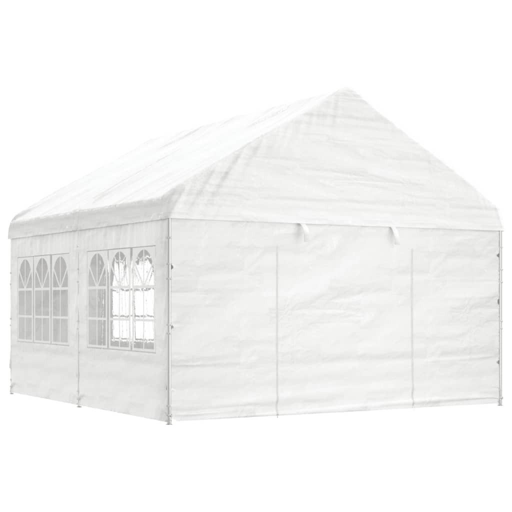 vidaXL Partyzelt Pavillon mit Dach Weiß 4,46x4,08x3,22 m Polyethylen