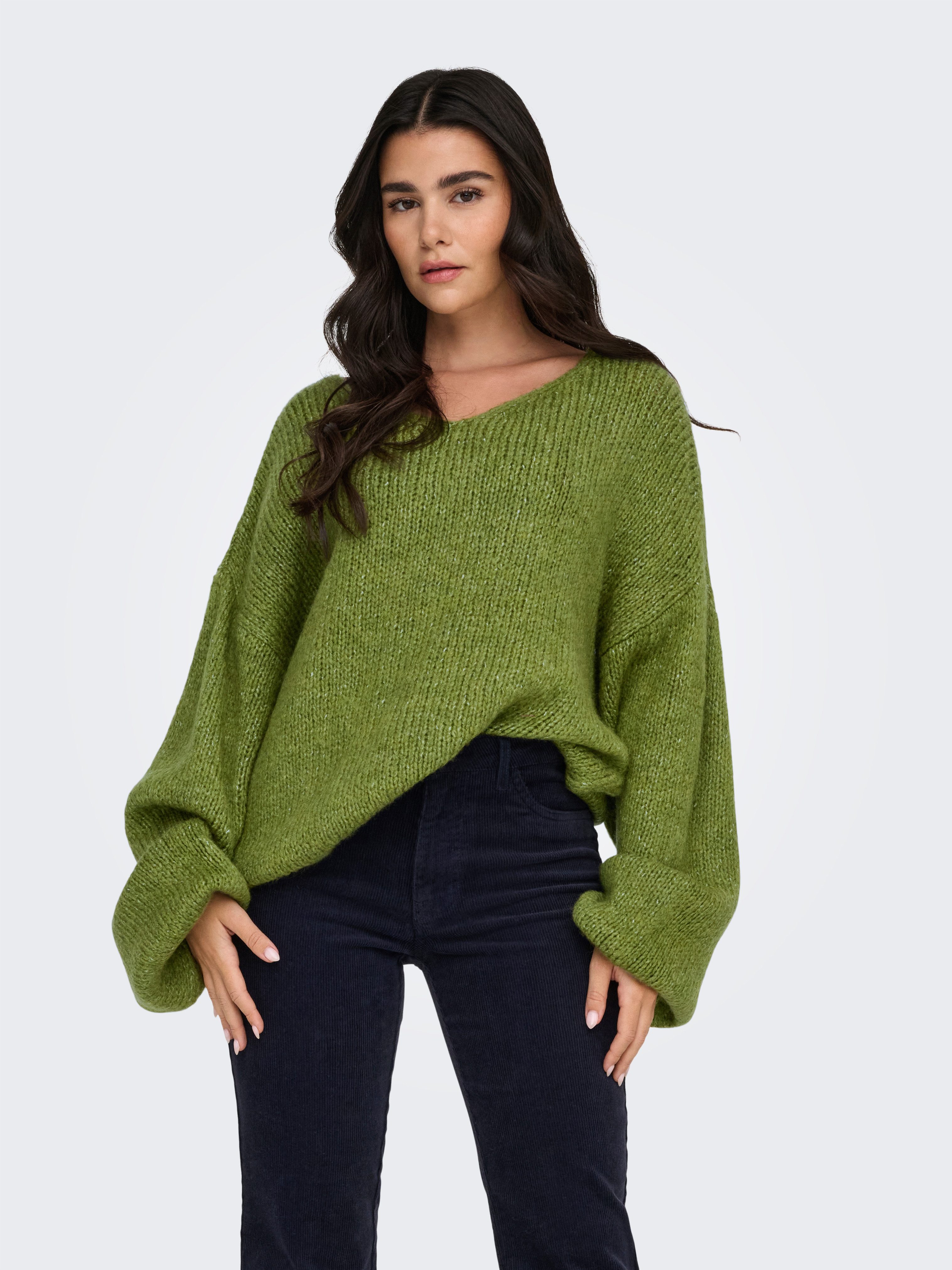 JDY V-Ausschnitt-Pullover JDYDINEA L/S REVERSIBLE PULLOV. KNT NOOS Kunstfaser, regular fit