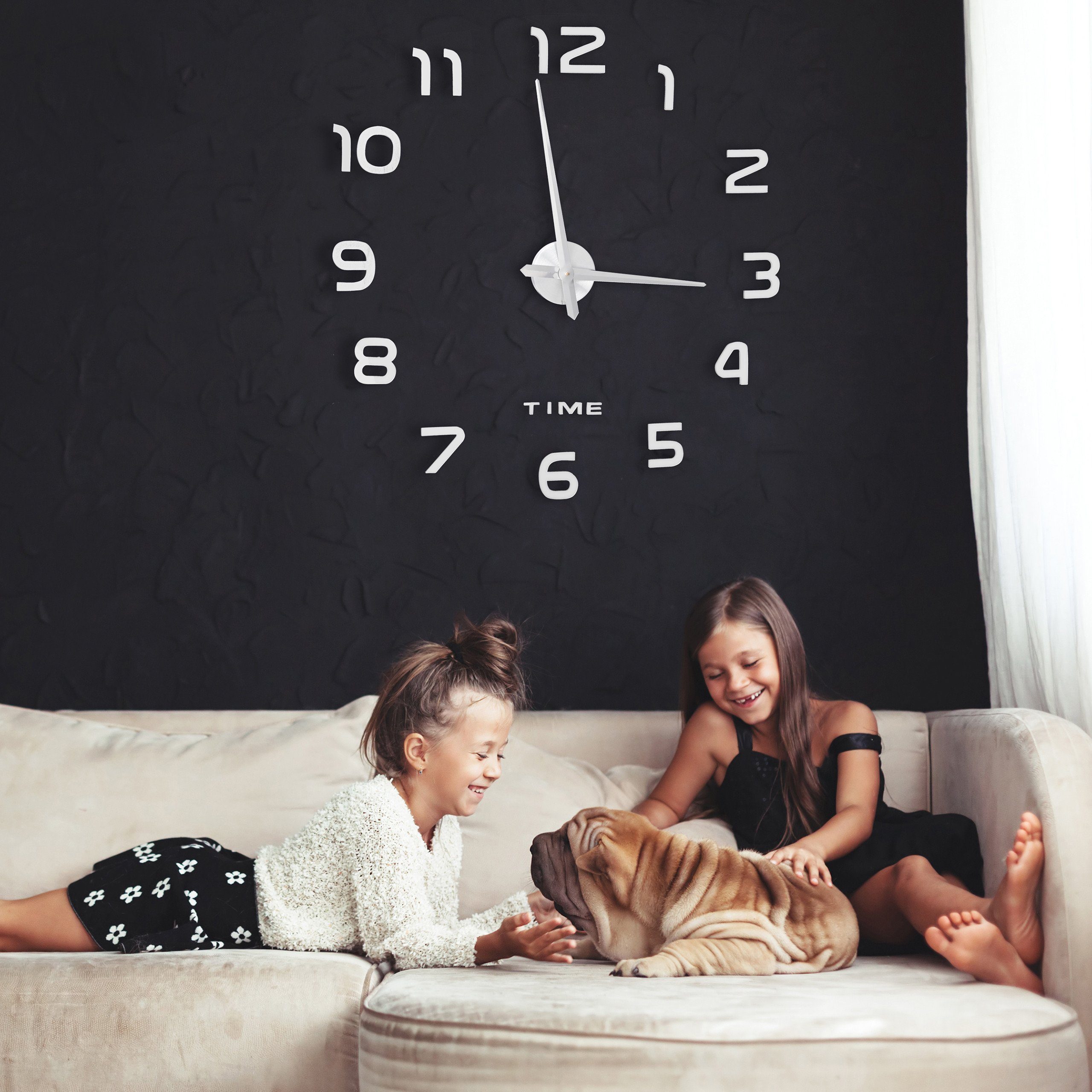 relaxdays Wanduhr DIY Wanduhr mit 3D-Zahlen (schwarz) – Bild 3 von 5