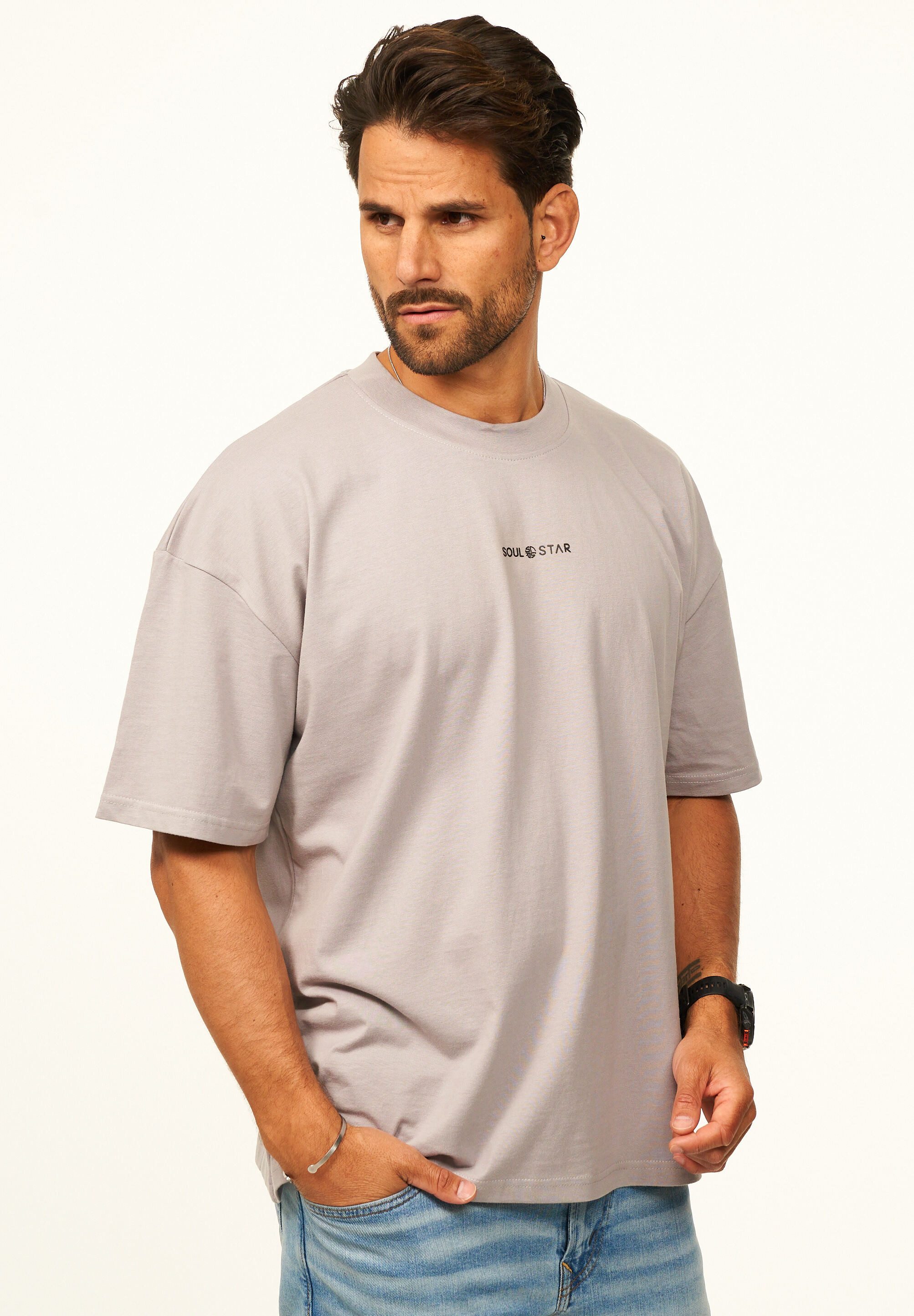SOULSTAR T-Shirt im Oversize Fit - Herren Kurzarm Shirt mit Rundhals-Ausschnitt Basic Oberteil Crew-Neck kurzärmlig aus 100% Baumwolle für Männer