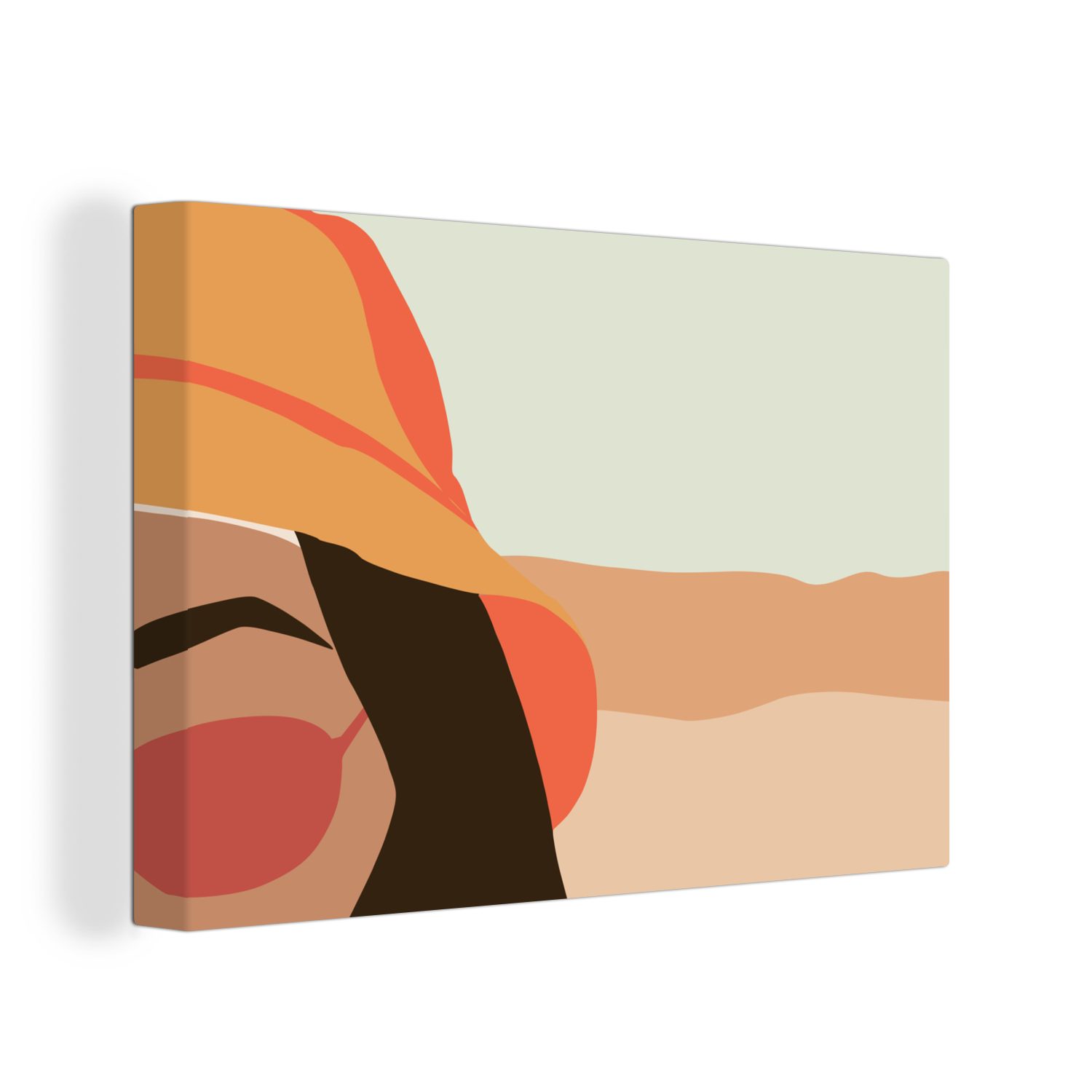 OneMillionCanvasses® Leinwandbild Frau - Aufhängefertig, 30x20 Strand St), Leinwandbilder, Pastell, - (1 Wanddeko, cm Sonnenbrille Wandbild 