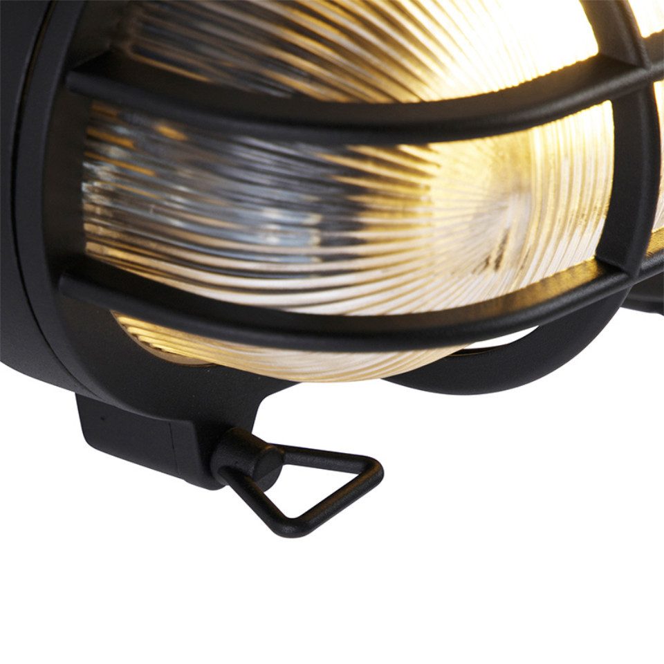 Qazqa Außen-Wandleuchte Nautica, ohne Leuchtmittel, Warmweiß, QAZQA Außen Wand leuchte, e27, Schwarz, Aluminium, Industrie – Bild 3 von 5