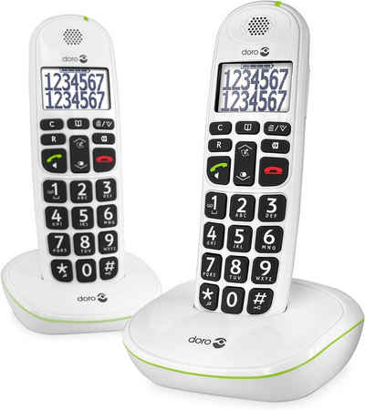 Doro PhoneEasy 110 Duo DECT Großtastentelefon (Mobilteile: 2, Beleuchtetes "Ultra High Contrast"-Display)