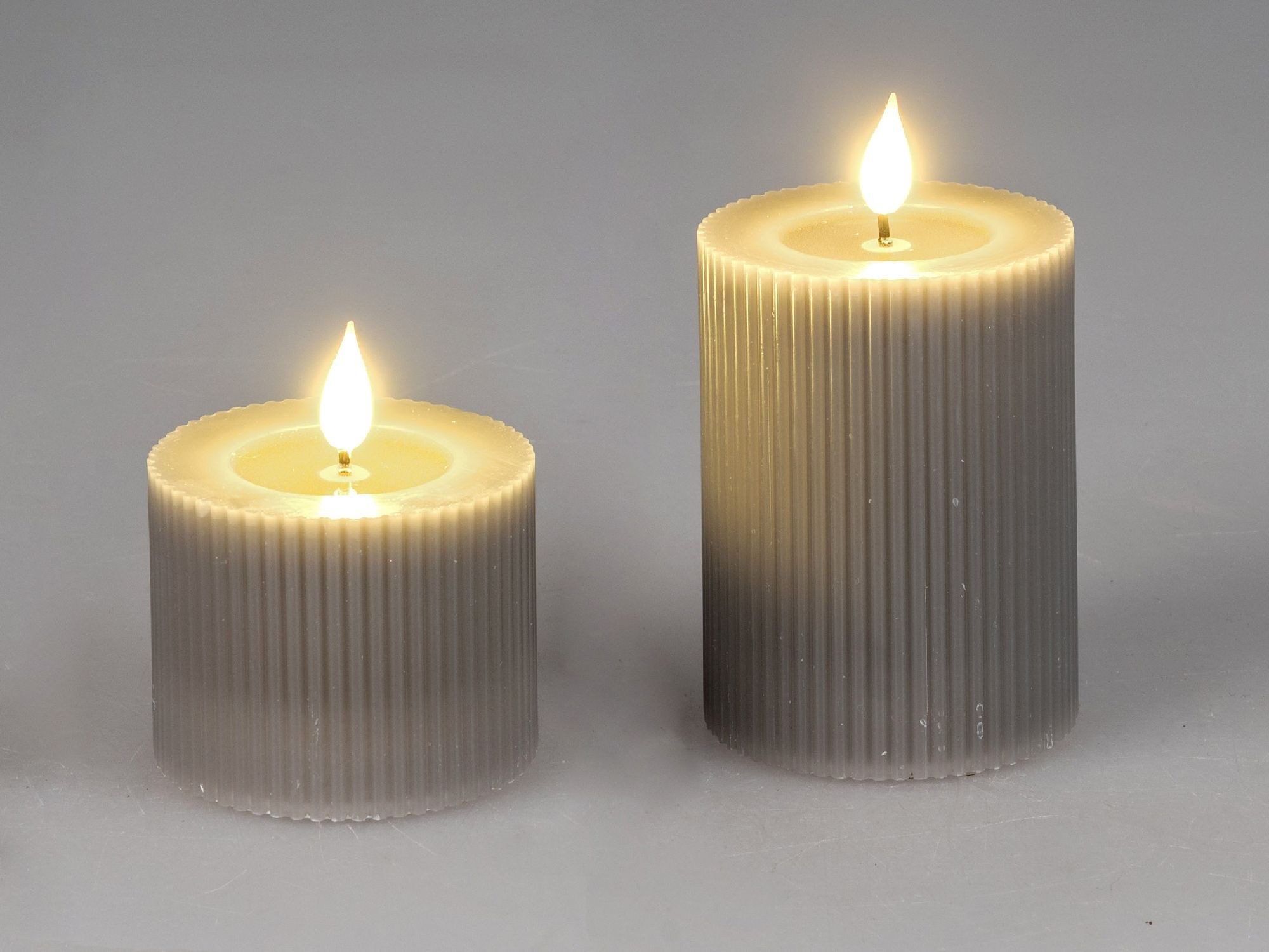 formano LED-Kerze Streifen, Mit Timerfunktion, Grau, Motiv: Rillen günstig online kaufen