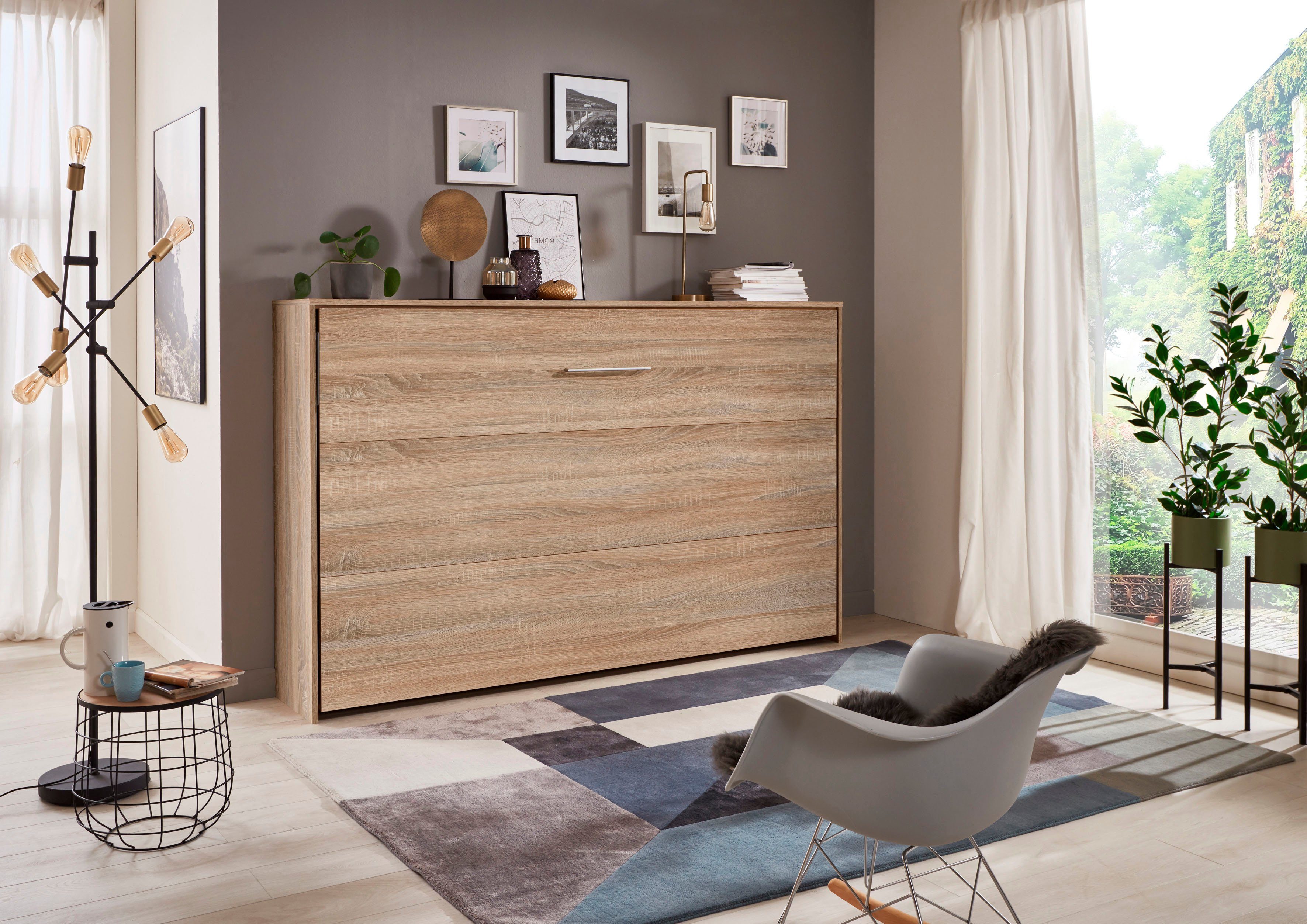 Wimex Schrankbett Juist Schrankklappbett Gästebett horizontal klappbar, 3 Liegeflächen, mit Lattenrost, Made in Germany