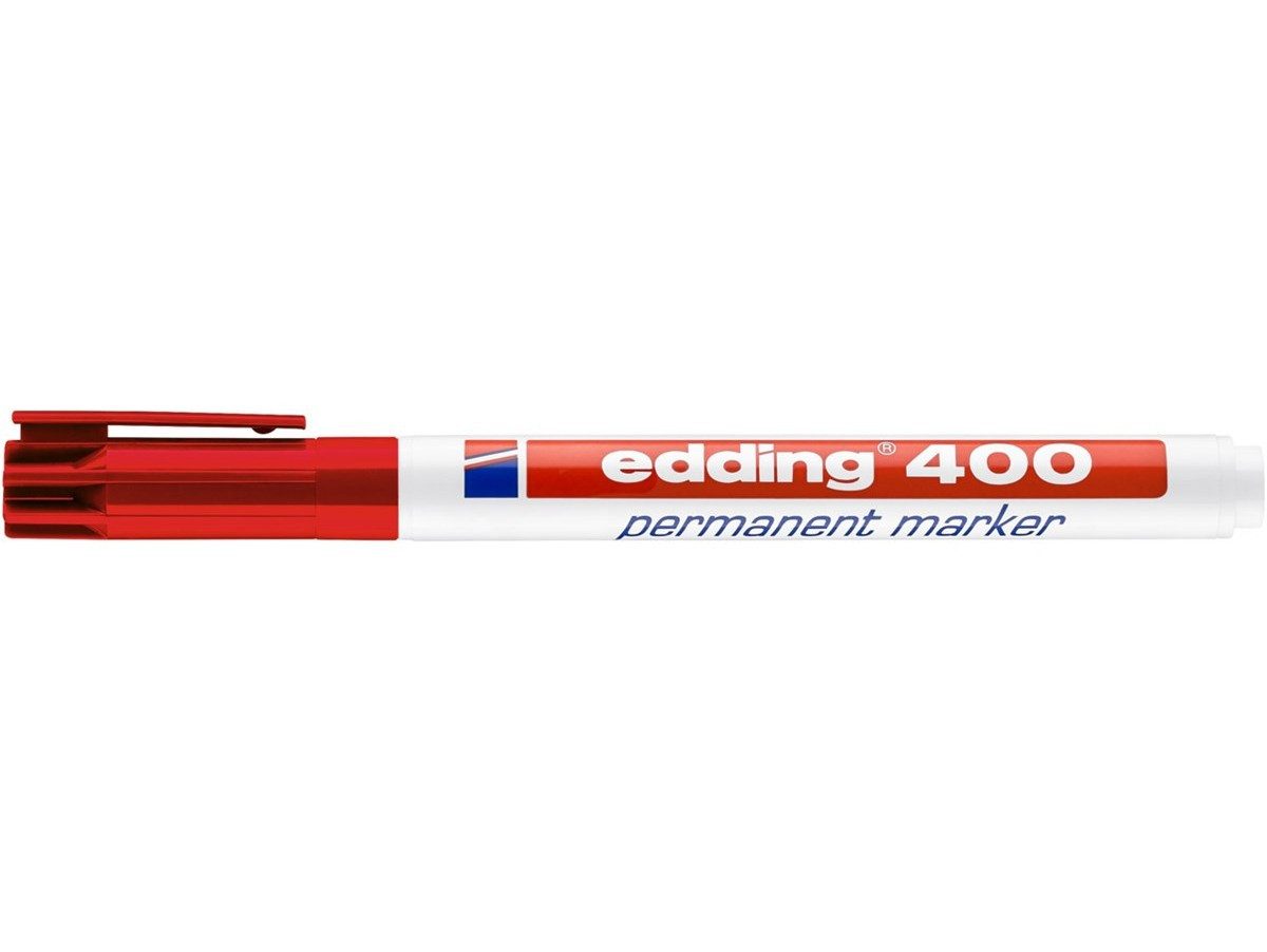 edding Permanentmarker Permanentmarker 400 Rundspitze 1 mm Rot, nachfüllbar wisch und wasserfest