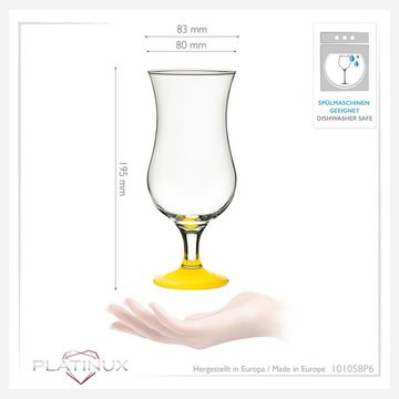 PLATINUX Cocktailglas Cocktailgläser Gelb, Glas, 400ml (max 470ml) Longdrinkgläser Partygläser Milkshake