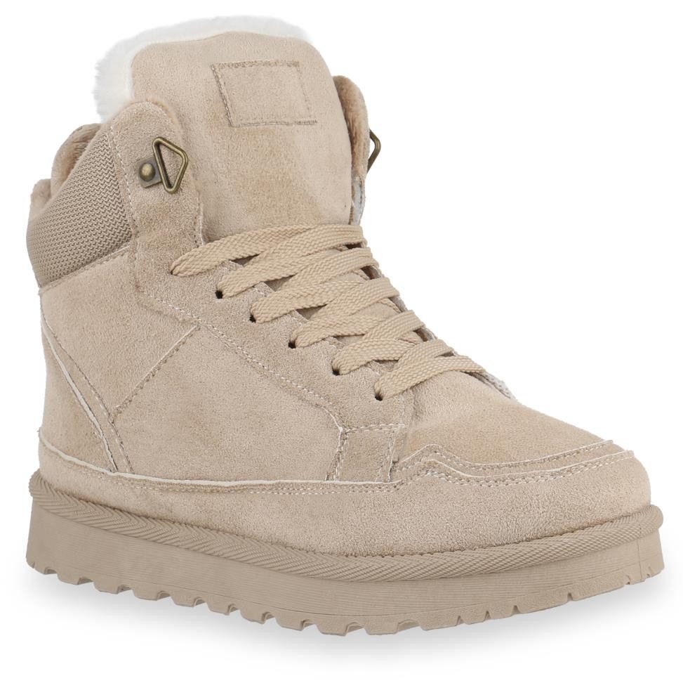 VAN HILL 841867 Sneaker Damen Warm Gefütterte Sneaker High Bequeme Profil-Sohle