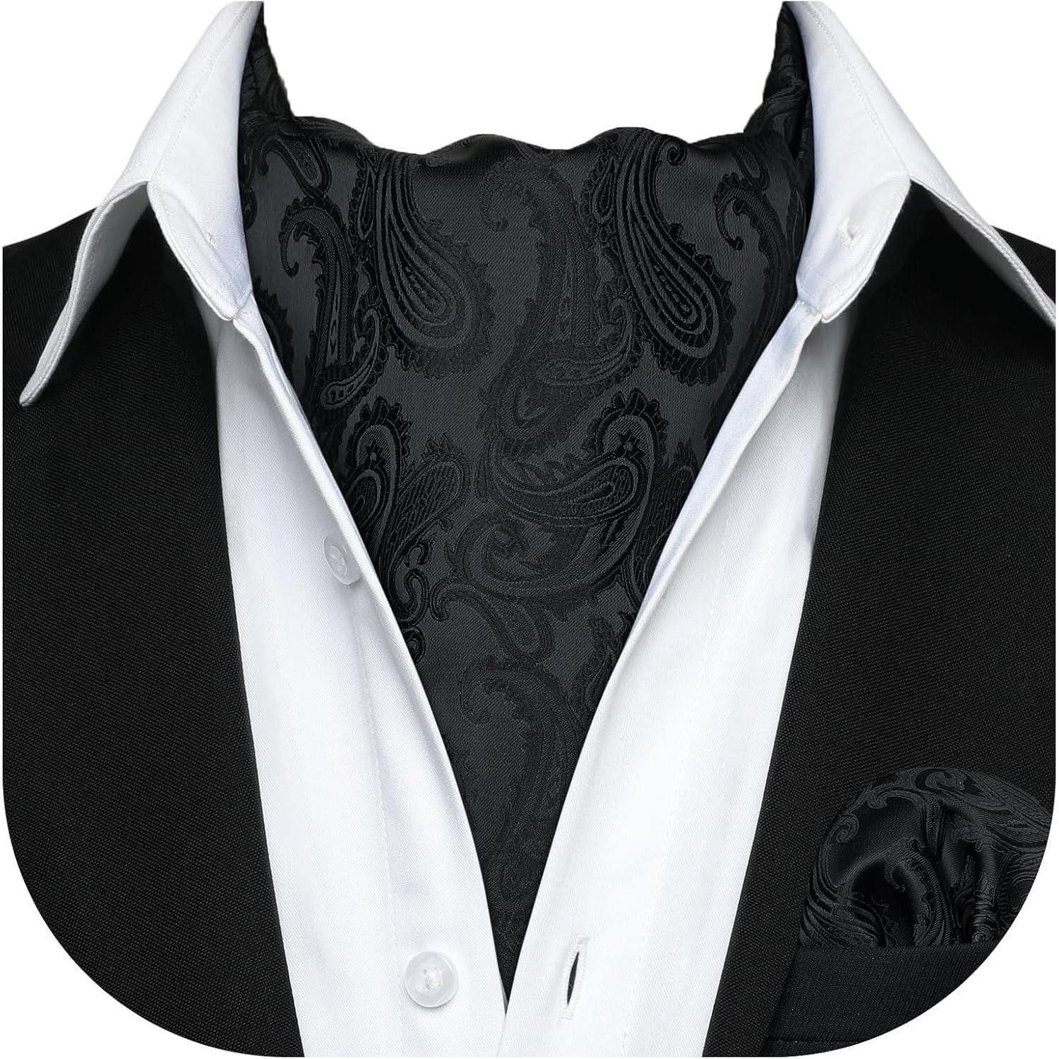 LuxusKollektion Krawatte Krawattenschal Herren Ascot B Schwarz Paisley Einheitsgröße