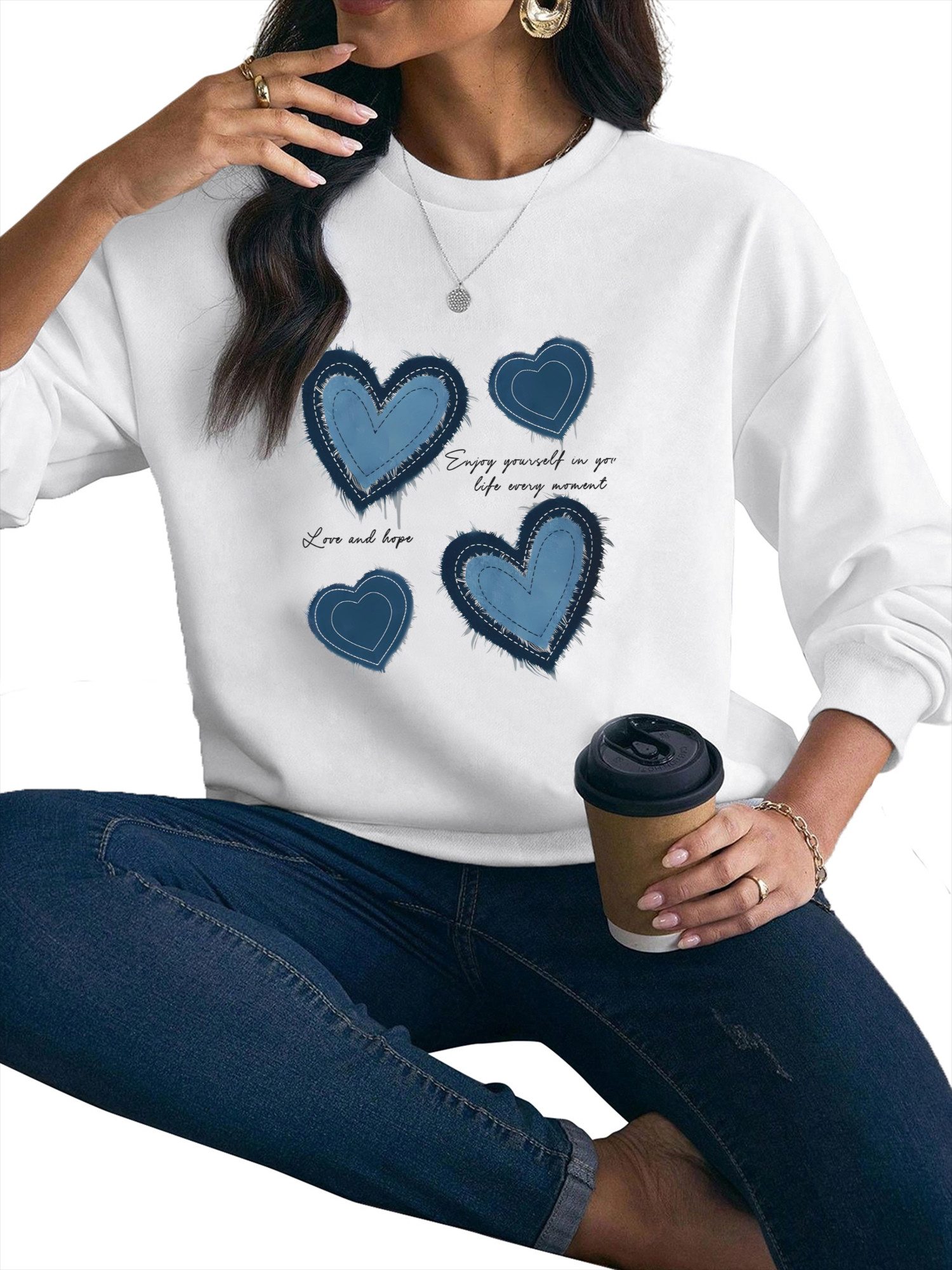 PYLIKE Fleecepullover Lockeres Damen Sweatshirt,Lässiger Casual günstig online kaufen