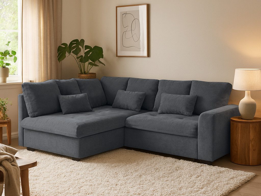 Beautysofa Ecksofa RAMO mit Schlaffunktion 160x200 cm, im Set mit Topper